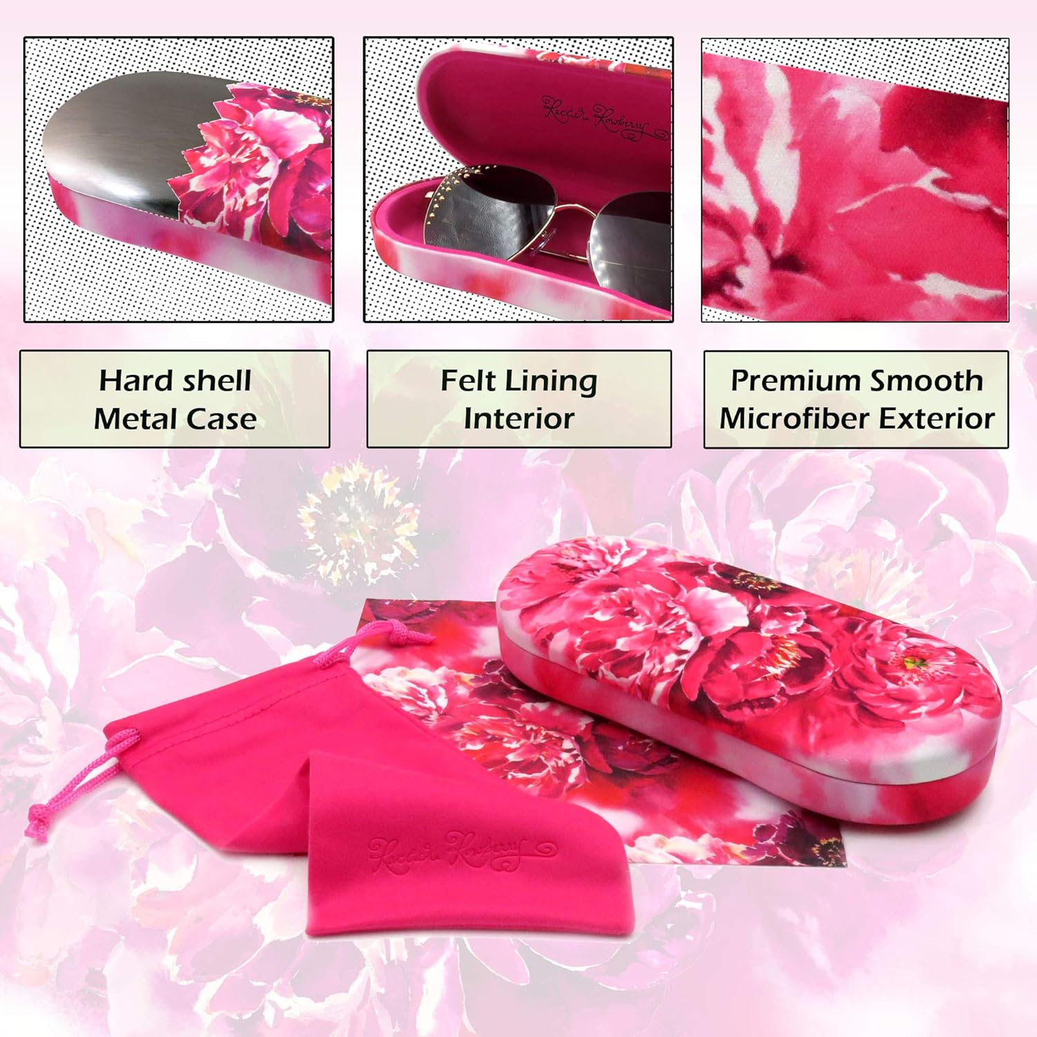 Myeyeglasscase Smooth Classic Hard Eyeglasses Case | Medium Deep Size | for Men and Women | Protective | Sturdy | As135H - As302 Metallic Blue With Cloth image number 4