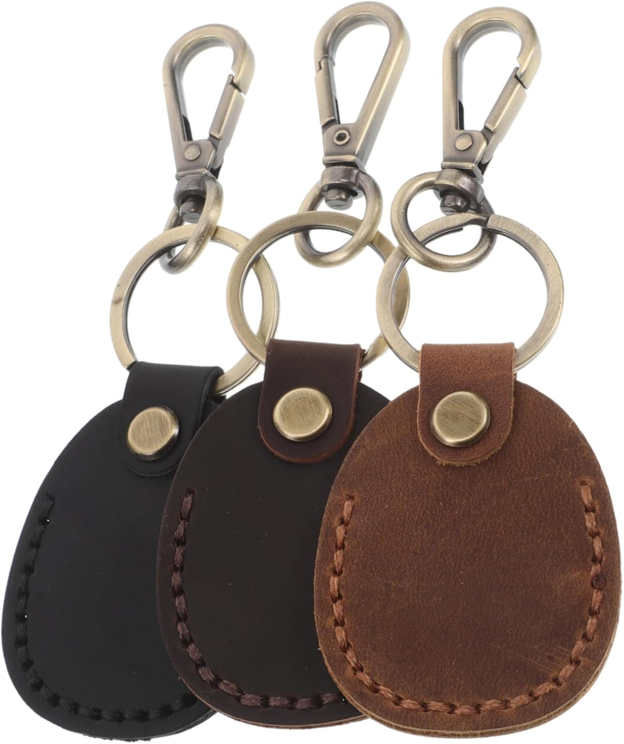 CORHAD 3Pcs Vintage Genuine Leather Access Card Holder Key Fob Case Set with Keychain for Women, Handmade Small Card Pouch Compatible with NFC Keys, Retro Style for Daily Use image number 4