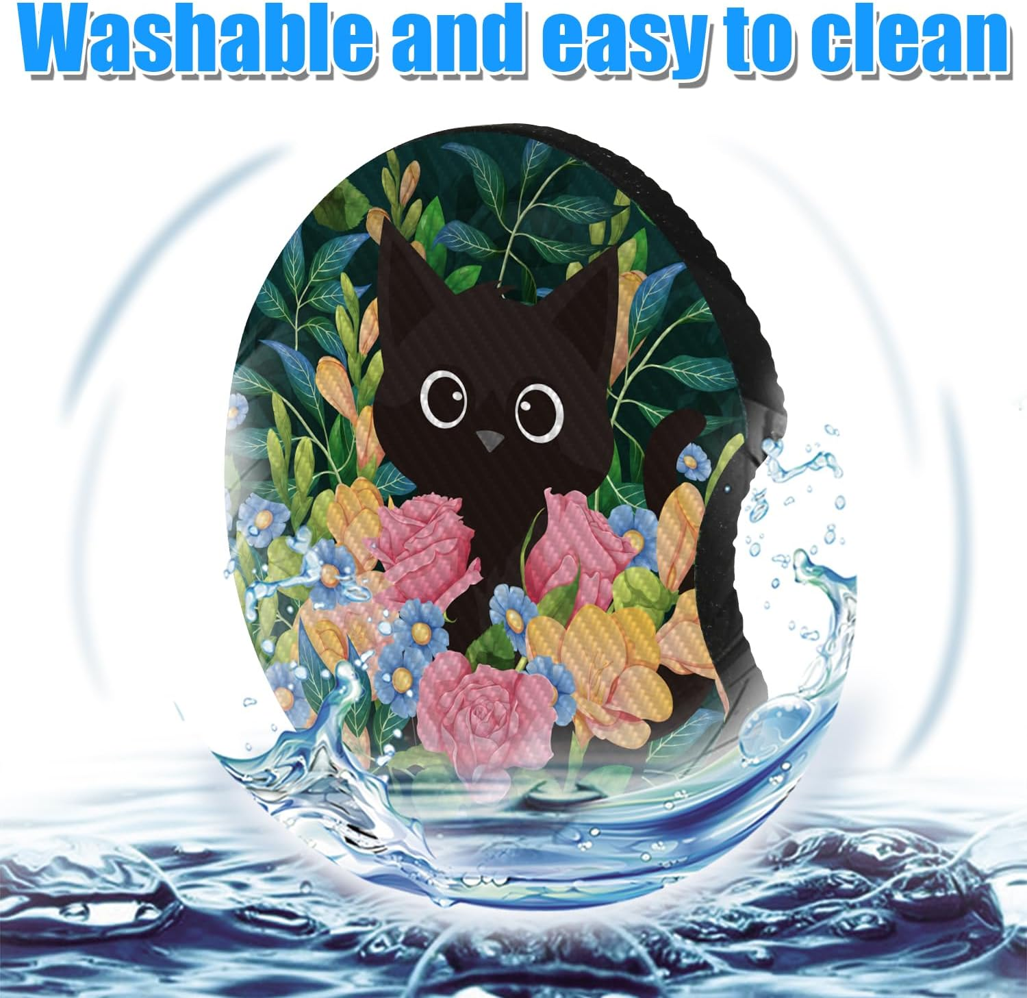 4Pcs Car Coasters for Cup Holders, Cup Mats for Car Cupholder Insert Coasters with Finger Notches Rubber Anti-Skid Universal Vehicle Coasters Car Accessories for Car Automotive Cupholders Decor（Cat） image number 6