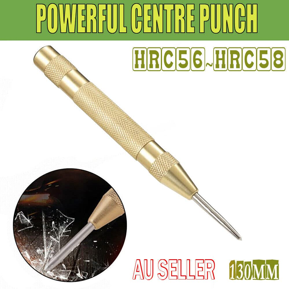 AIMALL 5.12-Inch Heavy Duty Automatic Center Punch Tool, Brass Bodied Spring-Loaded Auto Punch, Hand Tool for Wood and Thin Metal, No Hammer Needed, Adjustable Pressure image number 6