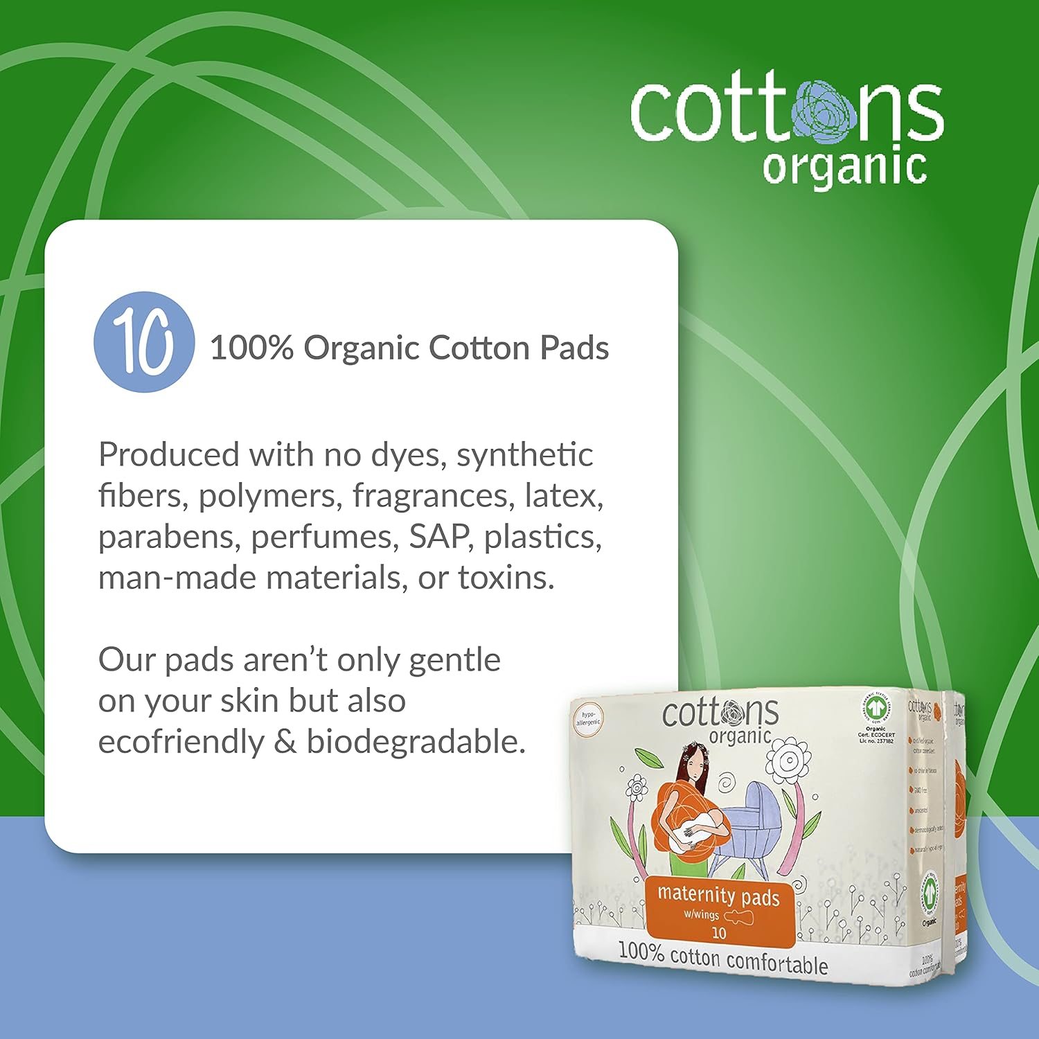 Cottons Maternity Pads W/Wings 10 (1)