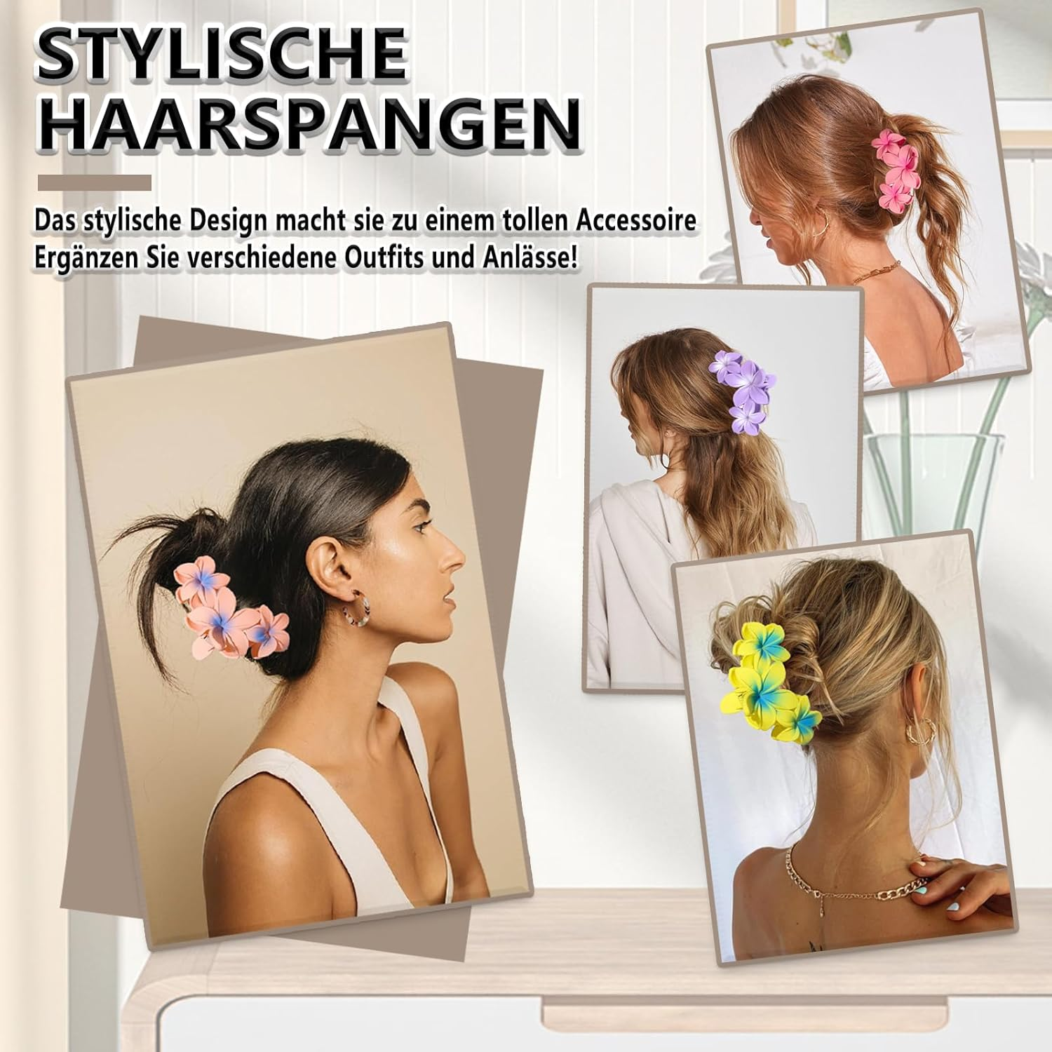 Whaleo Set of 8 Flower Hair Clips, Flower Hair Clips, Hair Clips, Flower Hair Clips, Elegant Hair Accessories for Women, Girls image number 1