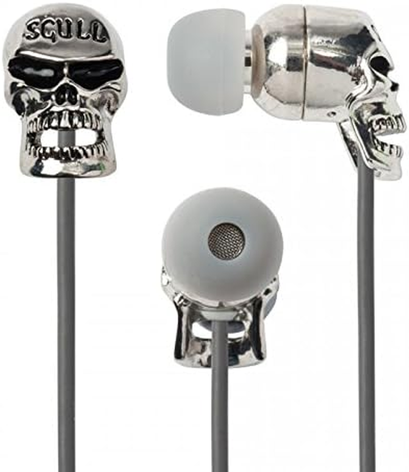Gavio G25EE03512 [Iphone/Blackberry/Samsung Compatible Inner Earphones with Microphone] Skull Chrome Plated image number 3