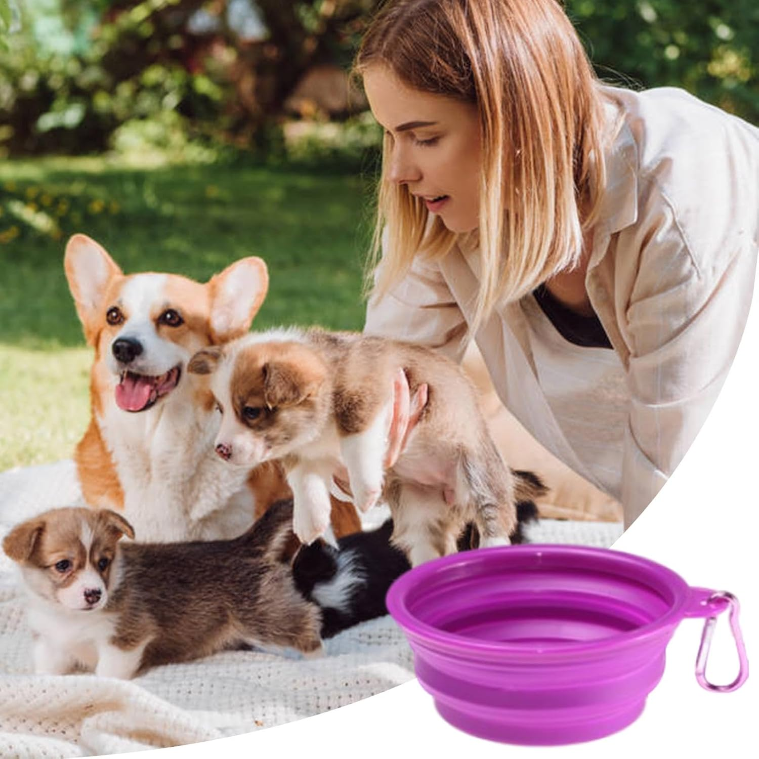 Dog Bowl, 1000Ml Travel Cup Dish Dogs,Portable Pet Water Travel Bowl for Small Medium Cats, Puppies and Pets image number 2