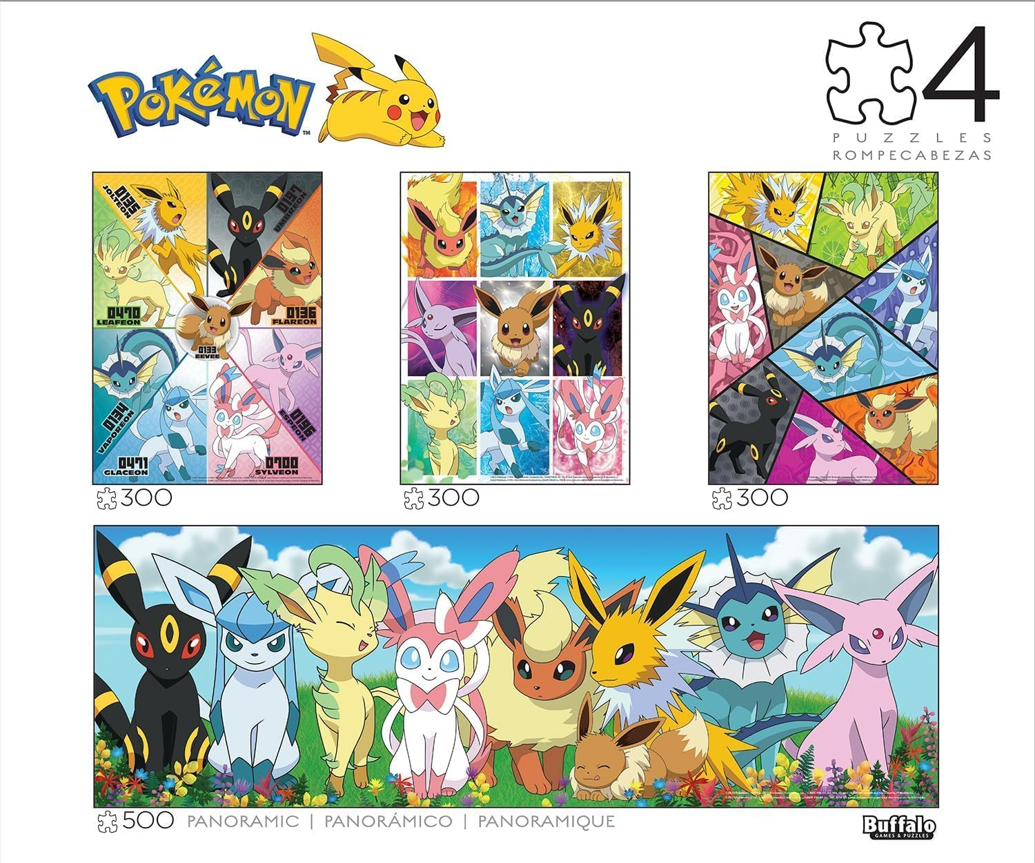 Buffalo Games - Pokemon - Eevee Montage - Multipack Jigsaw Puzzles for Adults Challenging Puzzles Perfect for Game Nights - Finished Size Varies image number 1