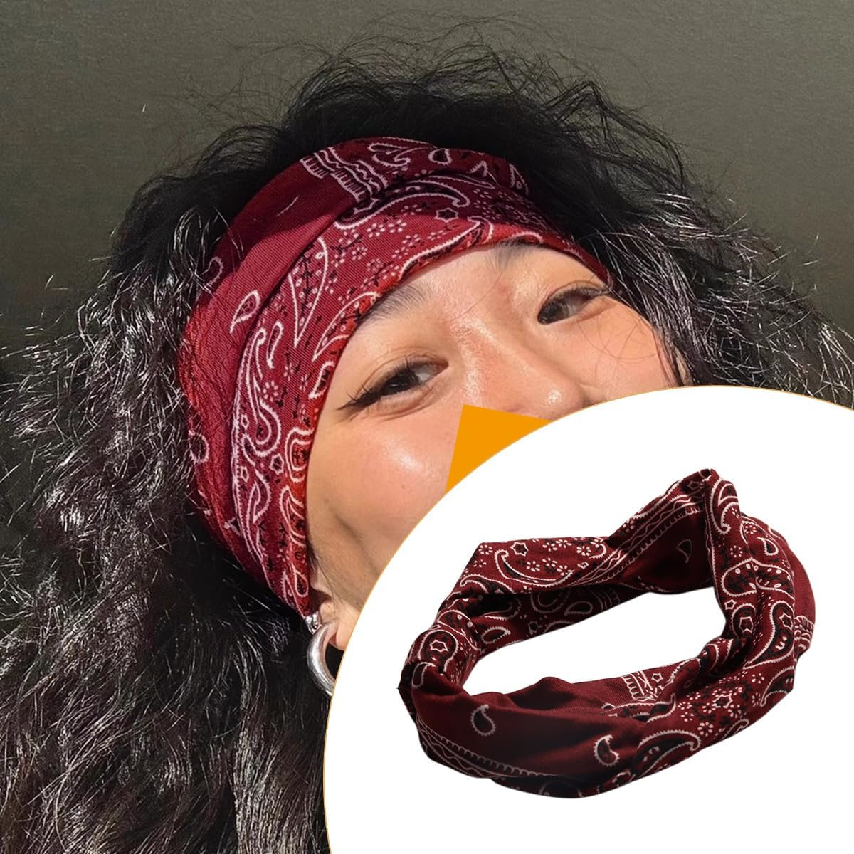 Enwye 3 Pieces Headband Women Wide Headband Boho Floral Print Knot Elastic for Running Yoga Head Wrap (3 Colors) image number 5