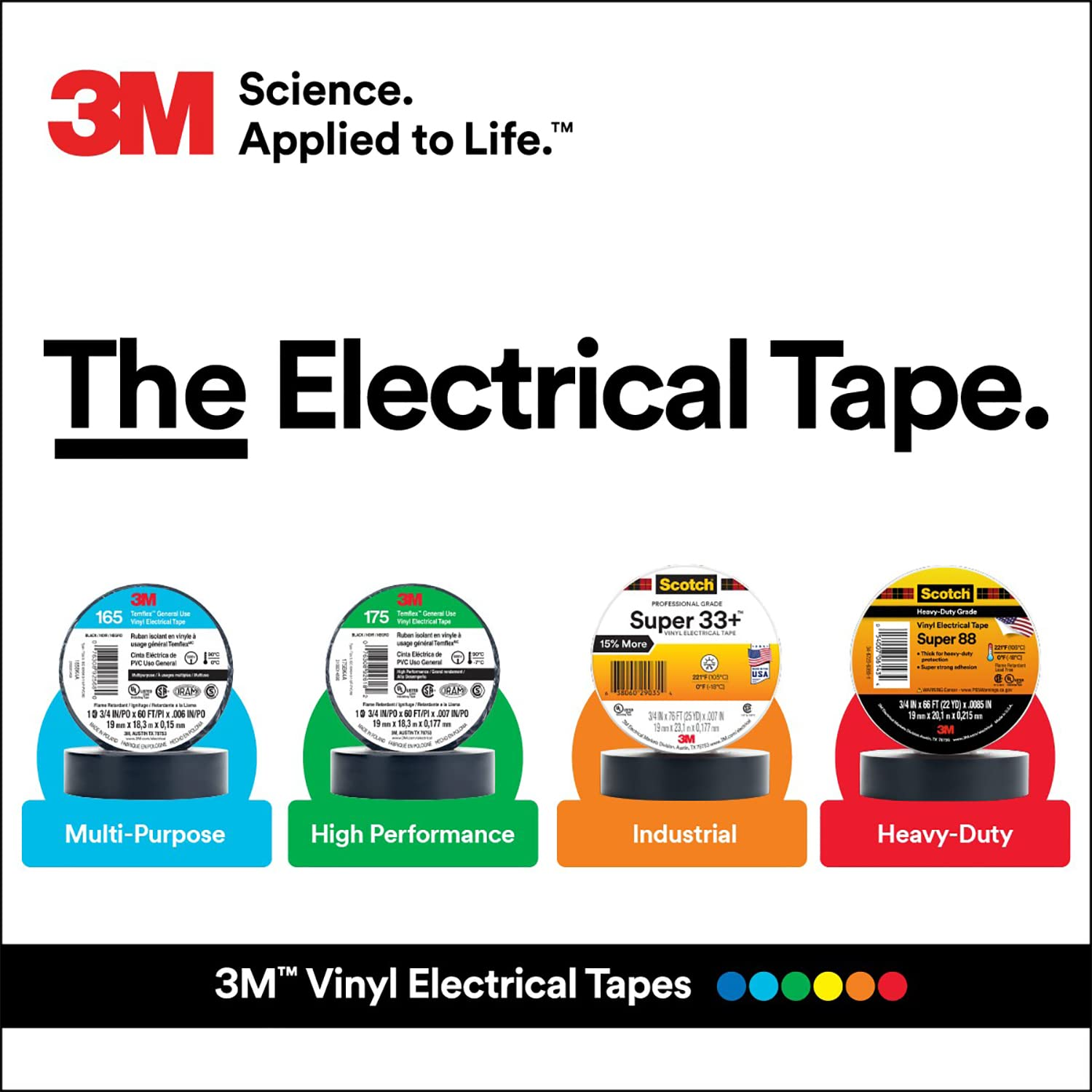 3M Scotch(R) Super 33(TM) Vinyl Electrical Tape, 3/4 in X 52 Ft, Black