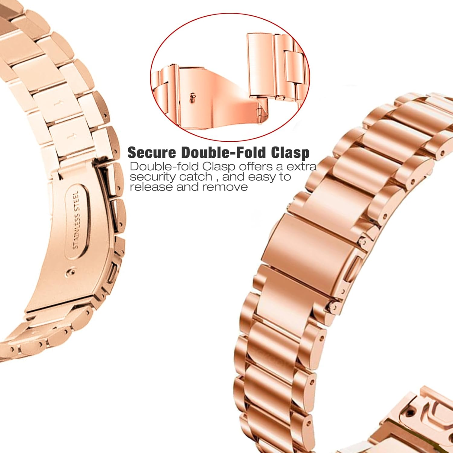 Abanen Stainless Steel Watch Bands for Fenix 5S / Fenix 6S / Fenix 7S / Descent MK2S, 20Mm Quick Fit Metal Adjustable Replacement Wristband Strap for Garmin Epix Pro 42Mm - Black image number 7