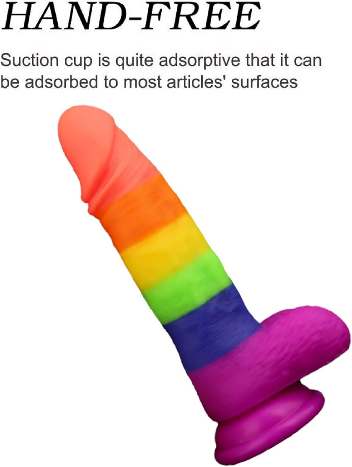 Rainbow Dildo Dong Realistic Silicone Penis Gay Cock Veined Shaft Suction Cup for Women and Men and Couples Sex Toy image number 5