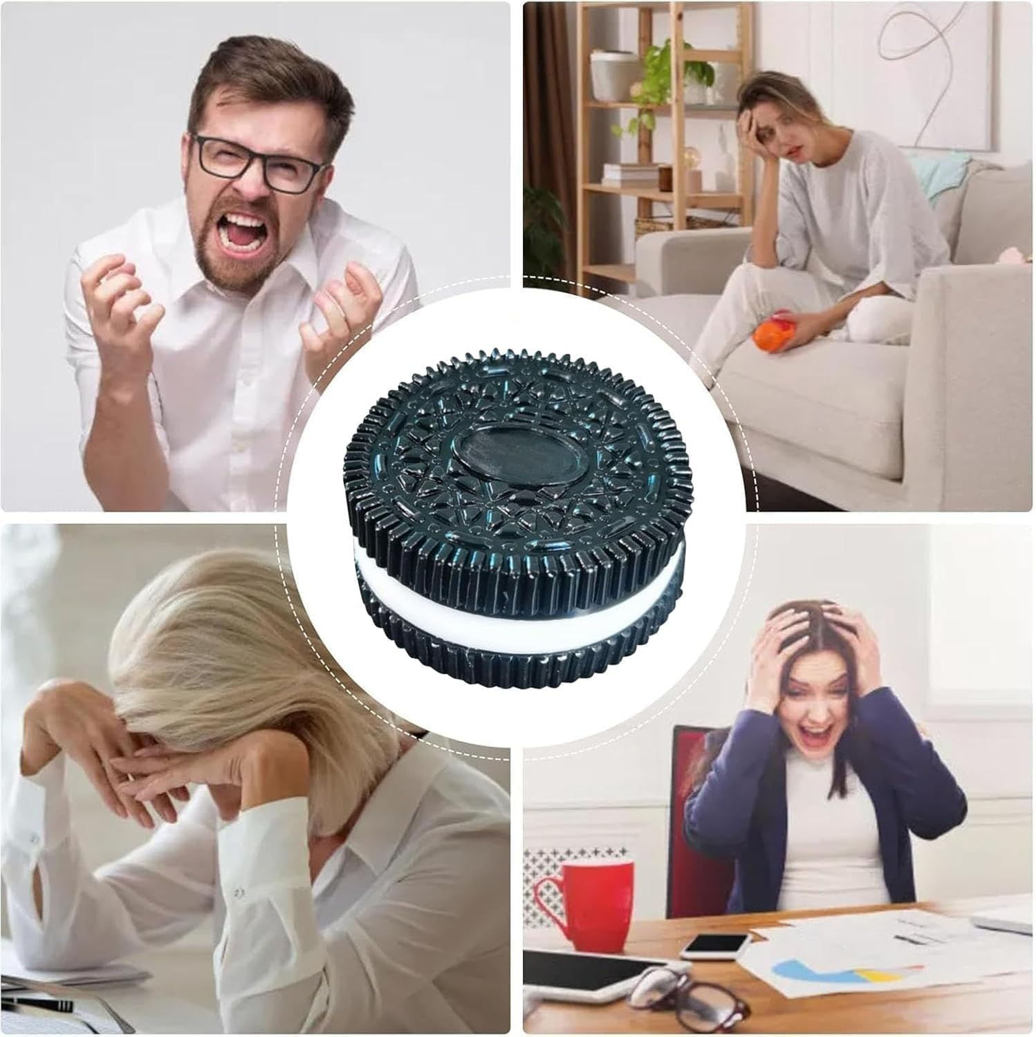 4 Pcs Biscuit Stress Relief Toy, Super Soft Memory Recovery Reusable Taba Squishy Toy , Fufu Squishy Toy for High Stress People (4Pcs-Cookie) - 4Pcs-Cookie image number 4