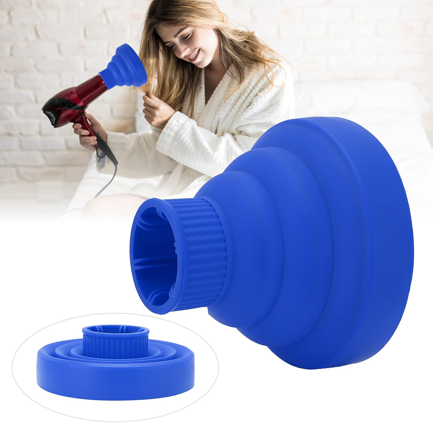 Diffuser Hair Dryer, Universal Diffuser Hair Dryer Attachment, Folding Universal Hair Dryer Diffuser, Portable Travel Folding Hair Dryer Diffuser (Blue) - Blue image number 6