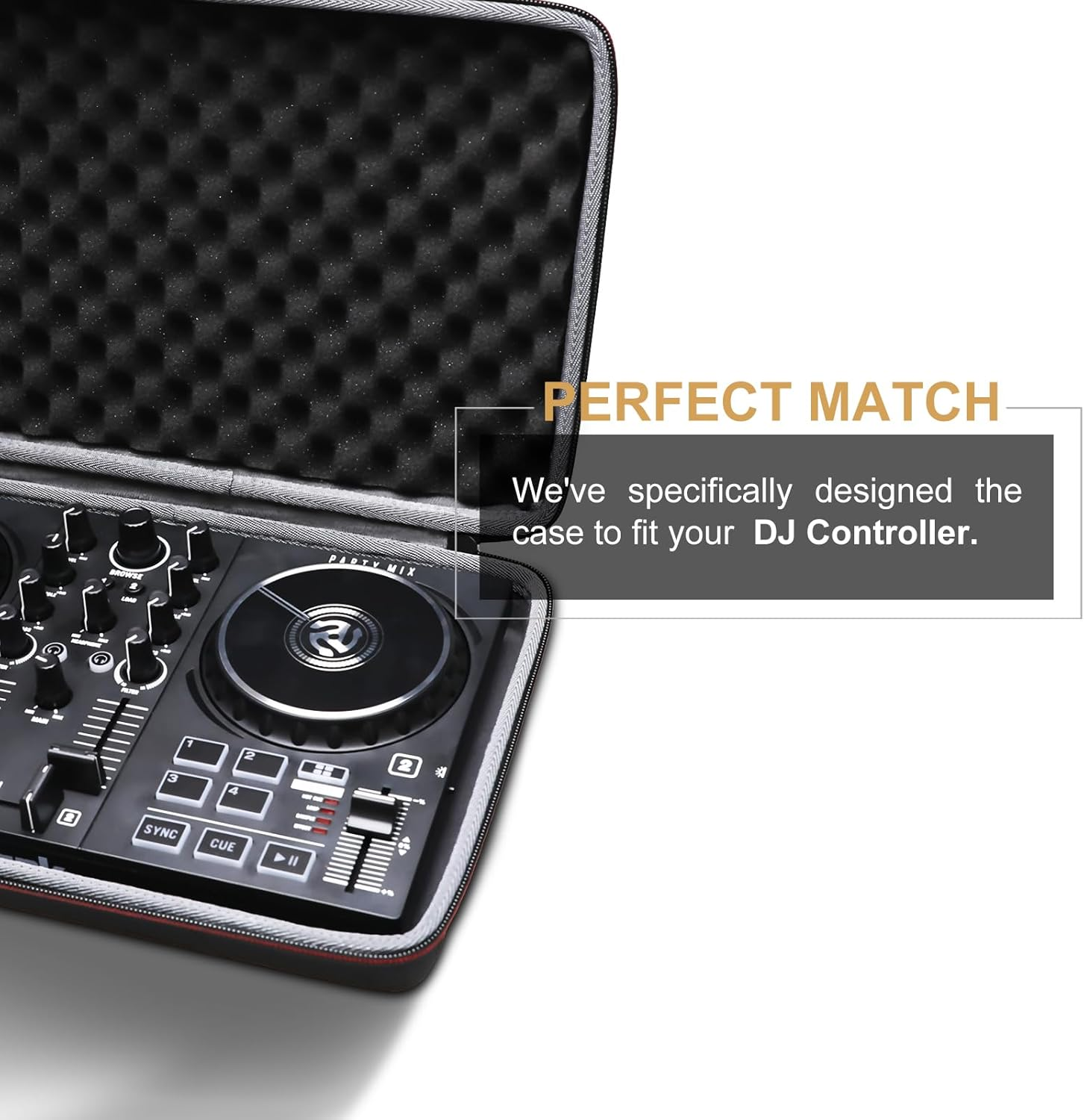 LTGEM EVA Storage Case for Numark Party Mix II or Numark Party Mix - DJ Controller or Native Instruments Maschine Mikro Mk3 Drum Controller (Outer Black+Inner Grey)