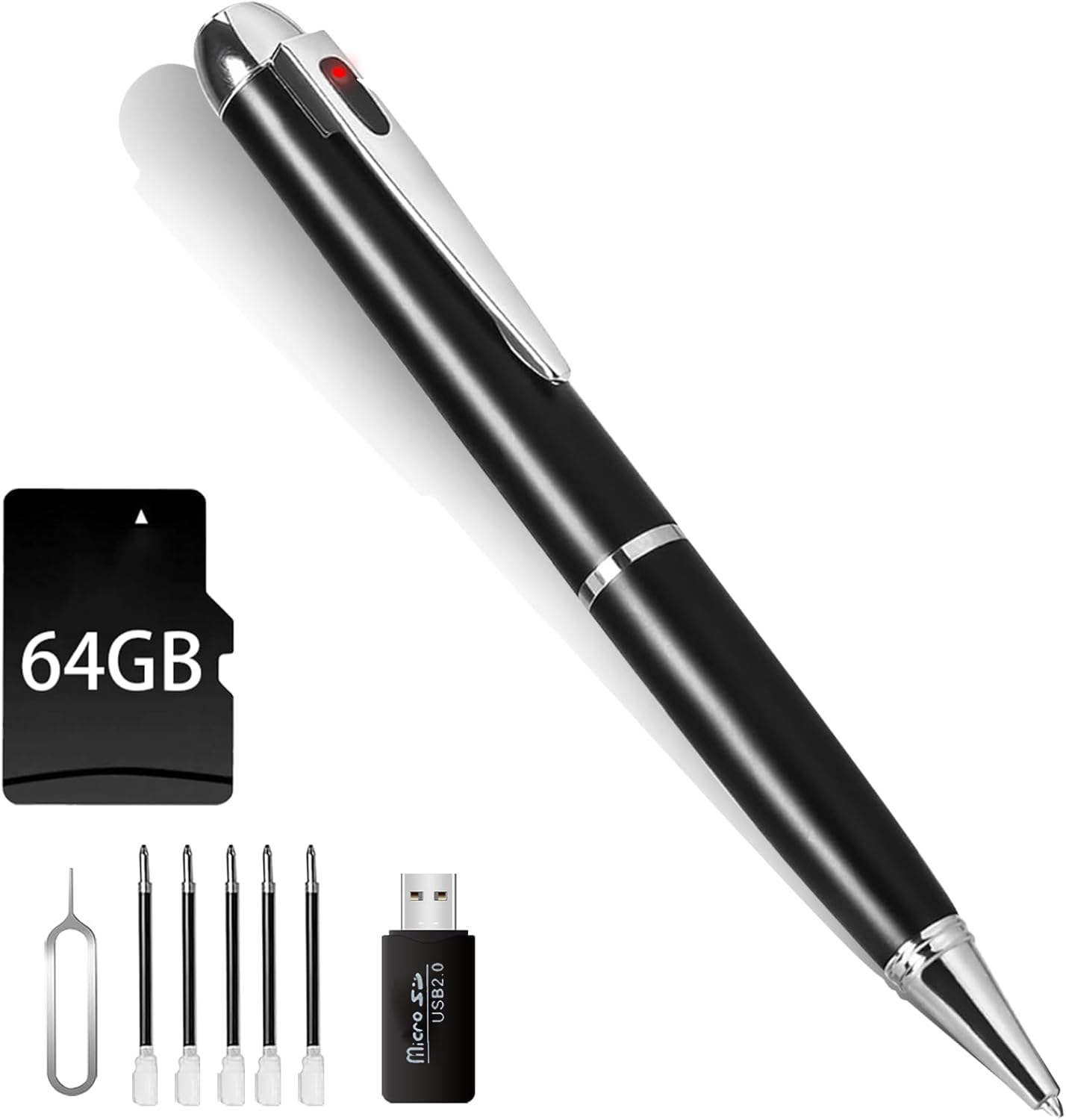 1080P Nanny Camera Pen, 64G Body Camera, Rechargeable Portable Pocket Cam, Security Cameras for Business & Learning image number 1
