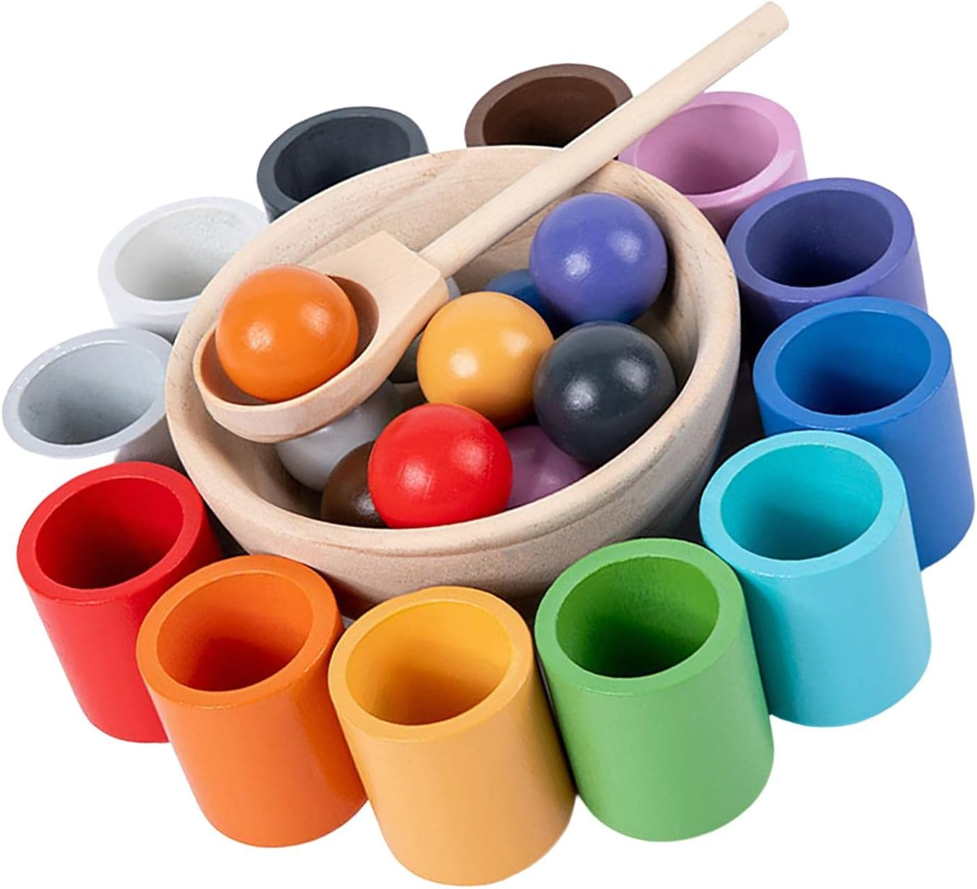 Generic Children Rainbow Balls in Cups Montessori Toy Training Logical Thinking image number 3