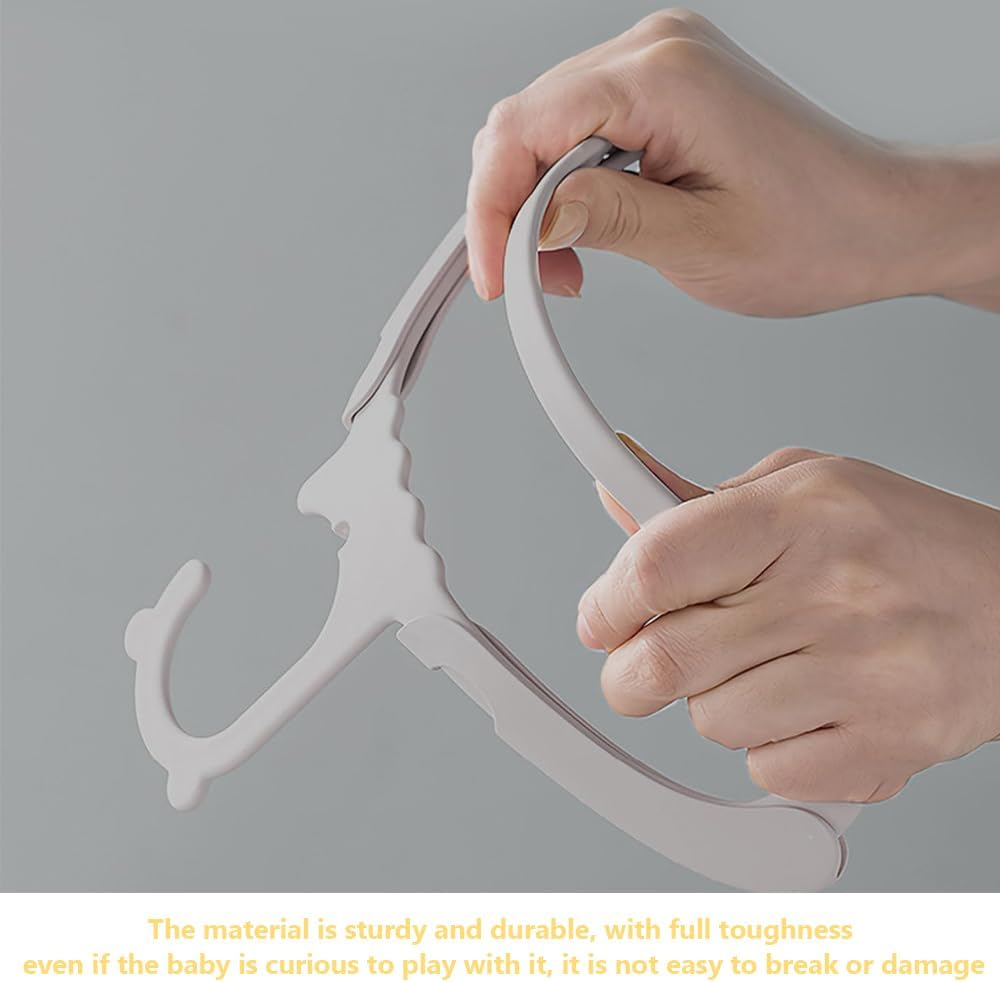 MOTRAIN 20Pcs Adjustable Non-Slip Space-Saving Hangers with Clips for Baby Kids Clothes, Trousers, Skirts, Coats and Pants, 20 Gray Hangers + Yellow 10 Clips image number 2