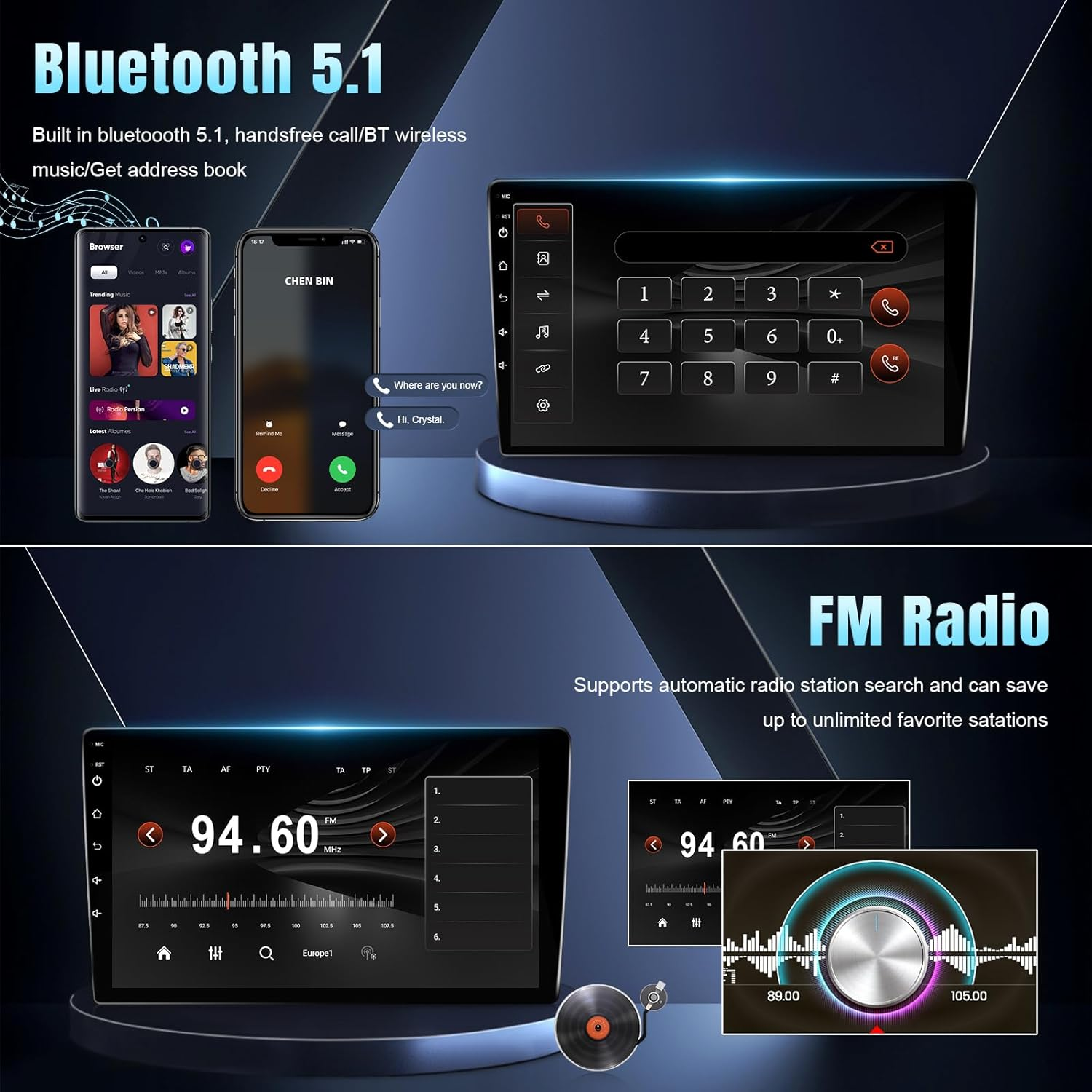 Android Car Stereo Radio for Toyota Camry 2012 2013 2014 (Not for J.B.L Version) Upgrade, 10.1'' Screen Head Unit with Wireless Carplay Android Auto Bluetooth GPS Backup Camera