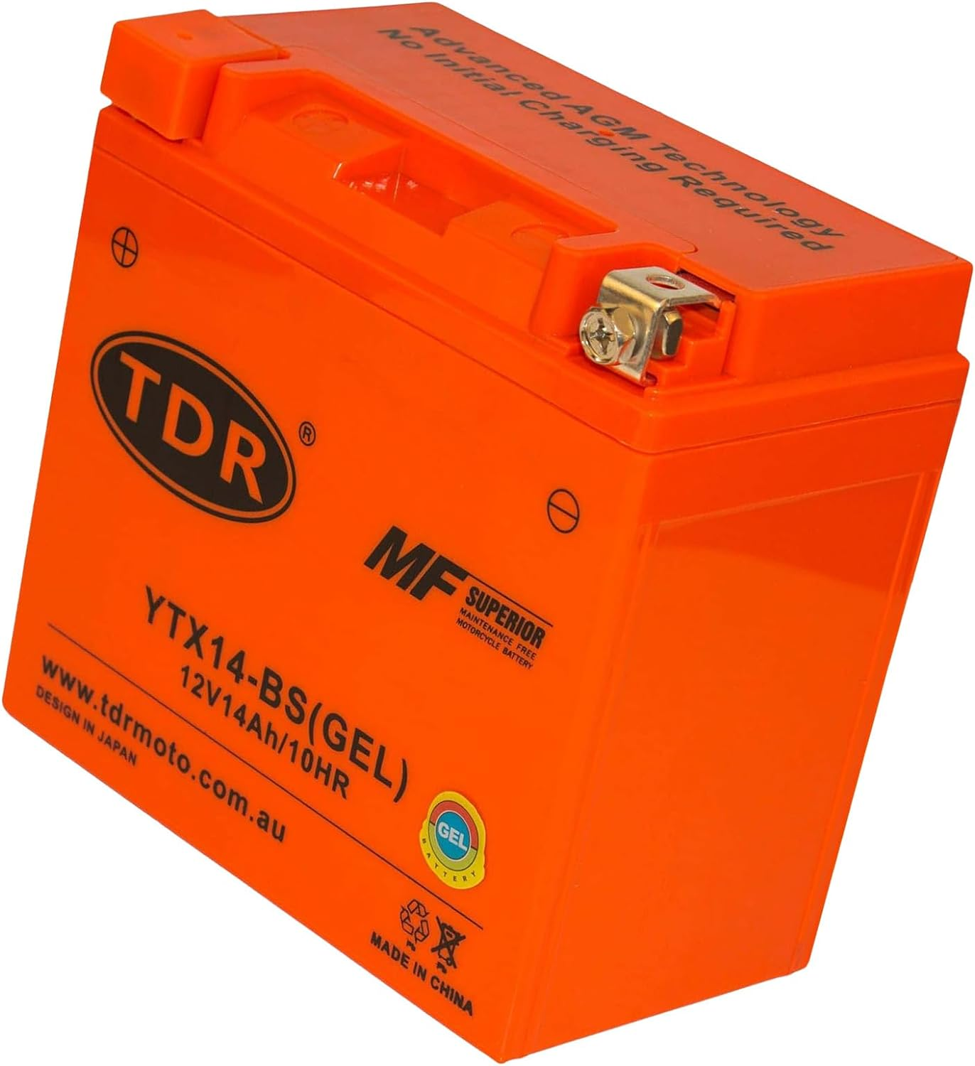 TDR GEL 12V 14AH YTX14-BS 200CCA Motorcycle ATV Quad UTV Battery image number 3