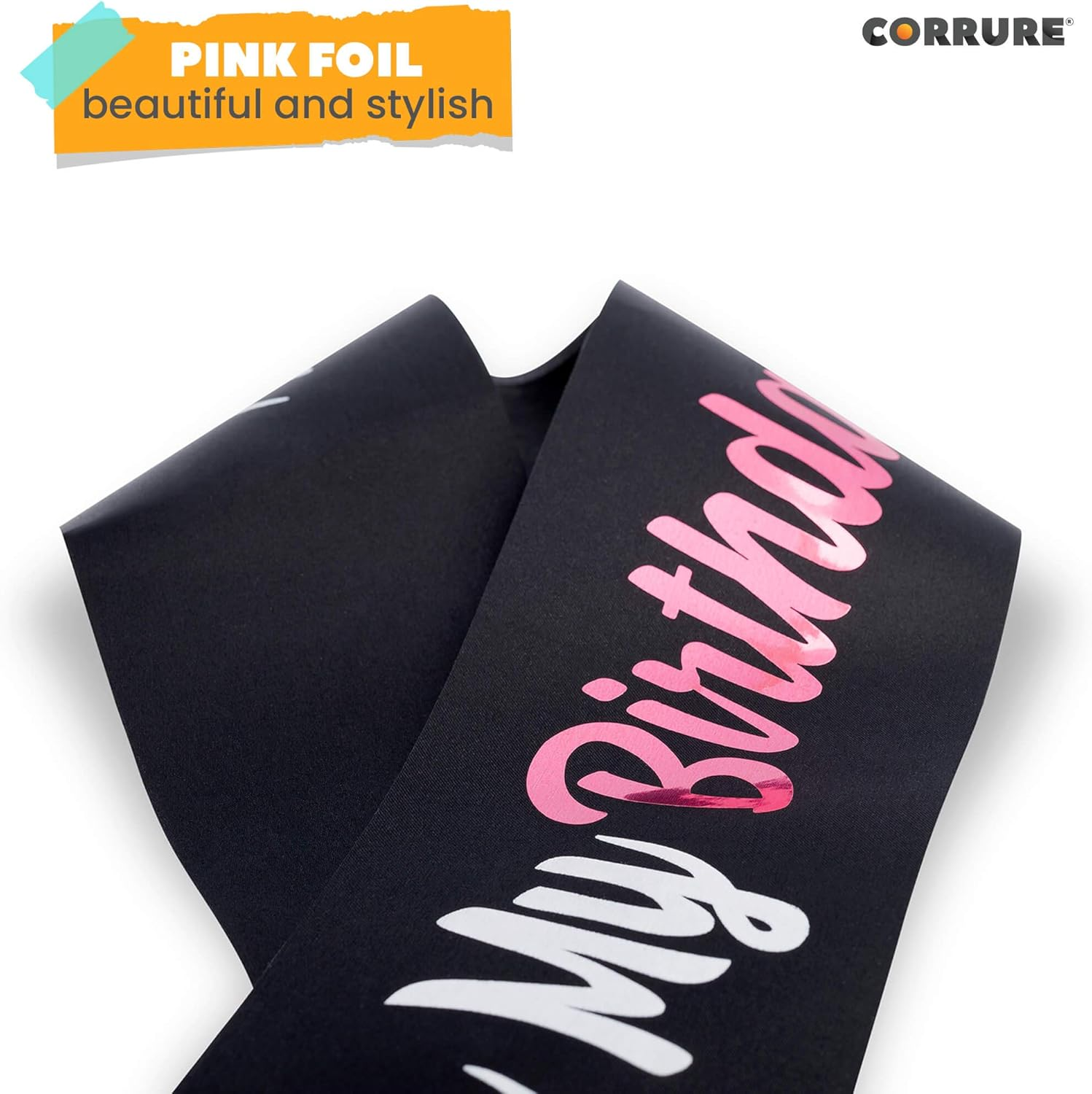 CORRURE 'It'S My Birthday Bitches' Birthday Sash with Pink Foil - Soft Black Satin Sash for Women and Men - Happy Birthday Sash for Girls, Sweet 16, 18Th 21St 25Th 30Th 40Th 50Th or Any Other Bday image number 1