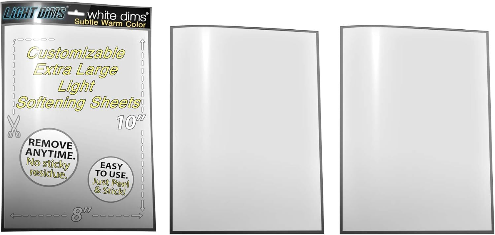Lightdims White Dims Self Adhesive Dimming/Softening Sheets for Harsh LED Lights 8"X10.5" Size (3 Sheets) Subtle Warm Color & a Free Mystery Gift Sheet (4 Sheets Total). Packaging May Vary image number 2