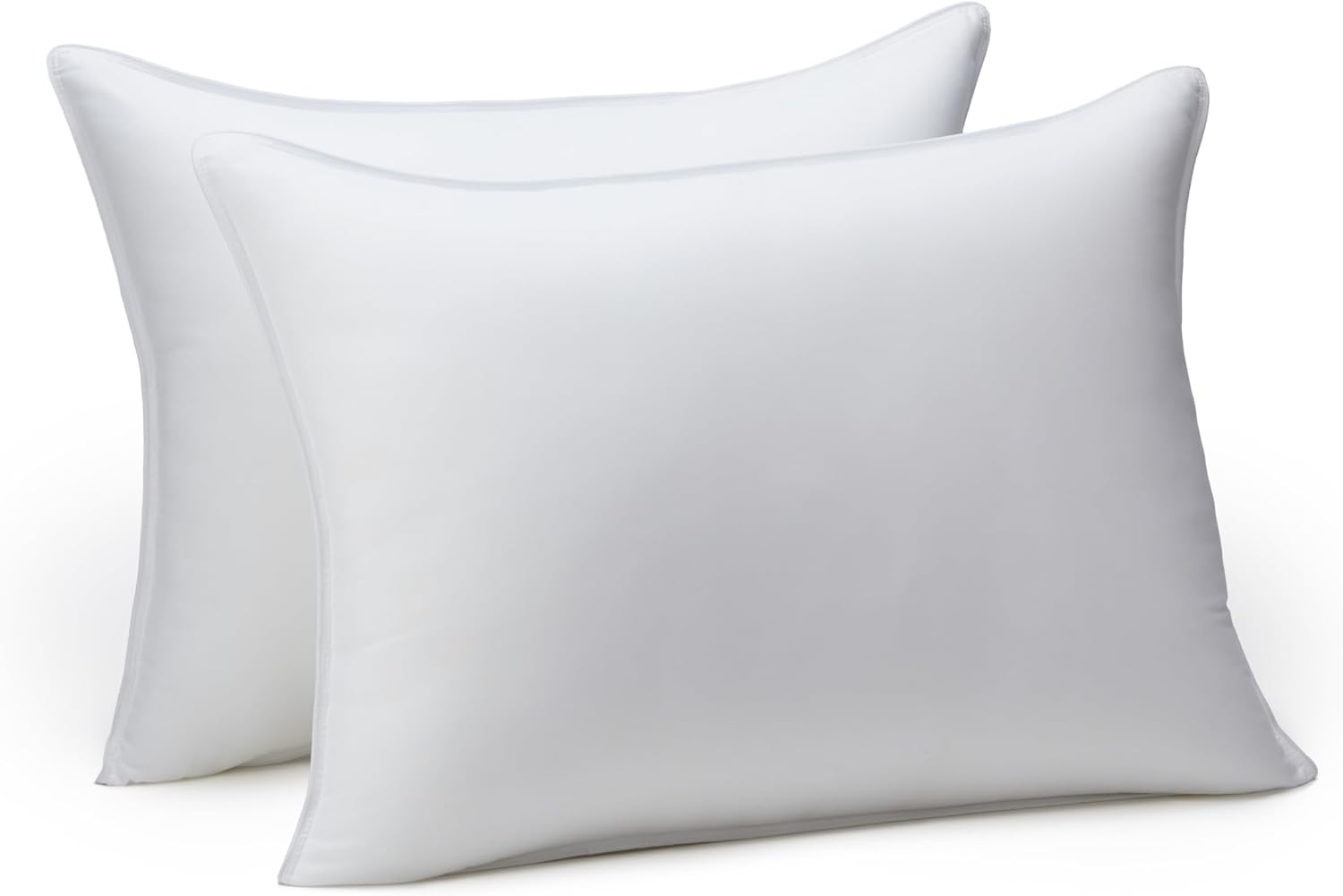 Amazon Basics down Alternative Bed Pillows, Medium Density for Back and Side Sleepers - Standard, 2-Pack,White