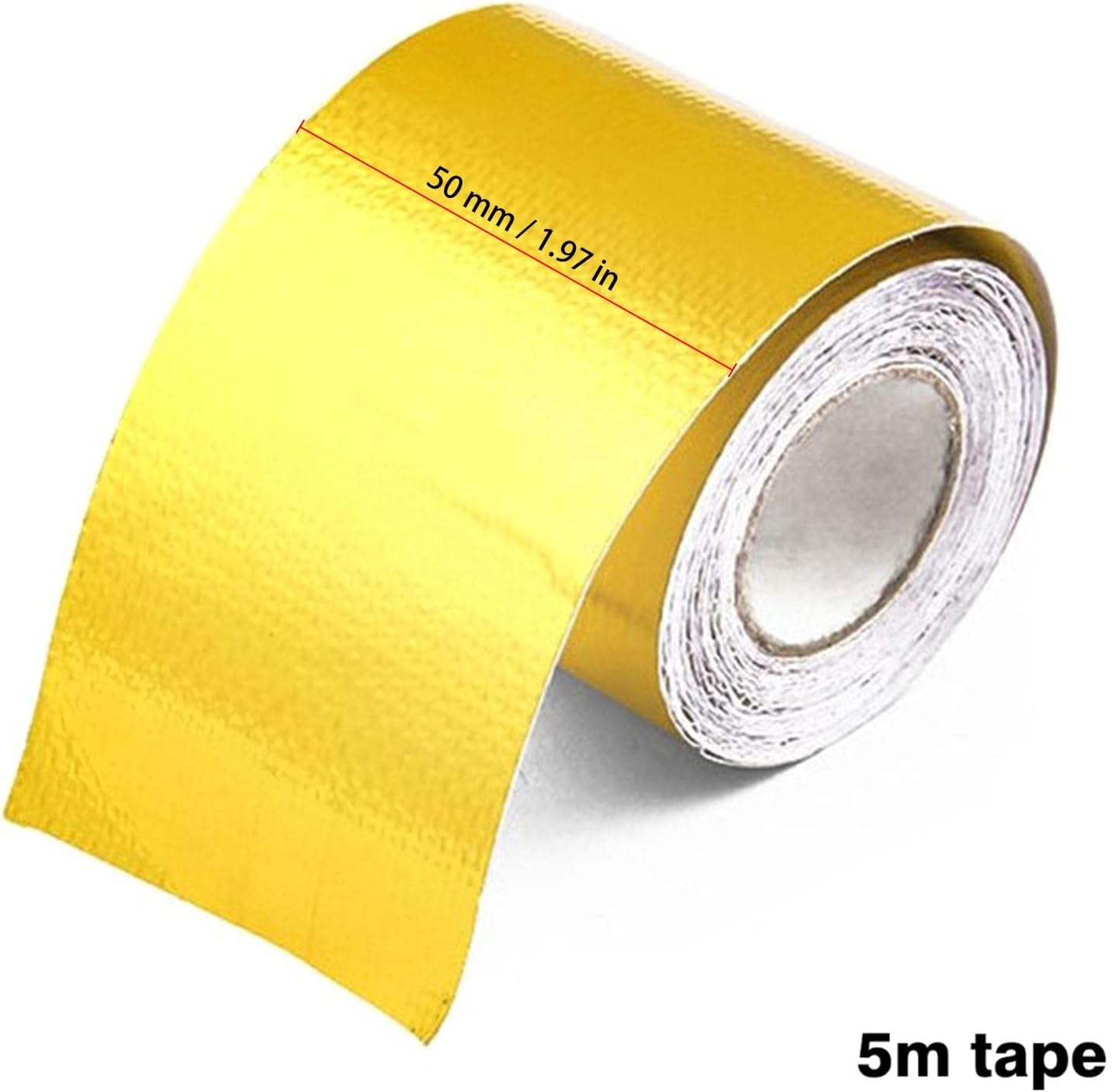 Gold Exhaust Heat Wrap,Aluminum Foil Auto Heat Wrap Roll | Easy to Use Adhesive Backed Heat Resistant Tape for Auto Dobooo image number 3