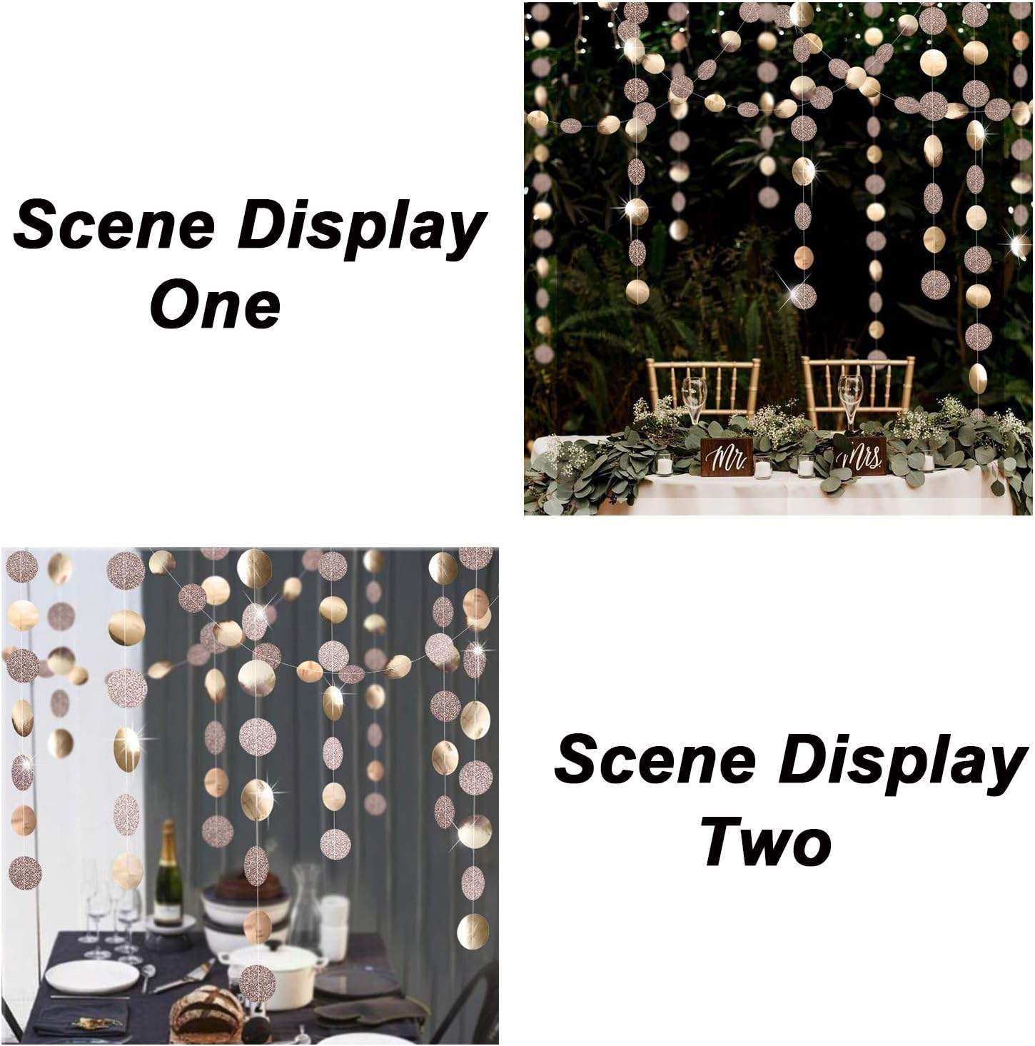 Dayavo 8 Pack Circle Dots Garland, Glitter Champagne Gold Party Decorations, Paper Garland, Totally 104 Ft image number 4