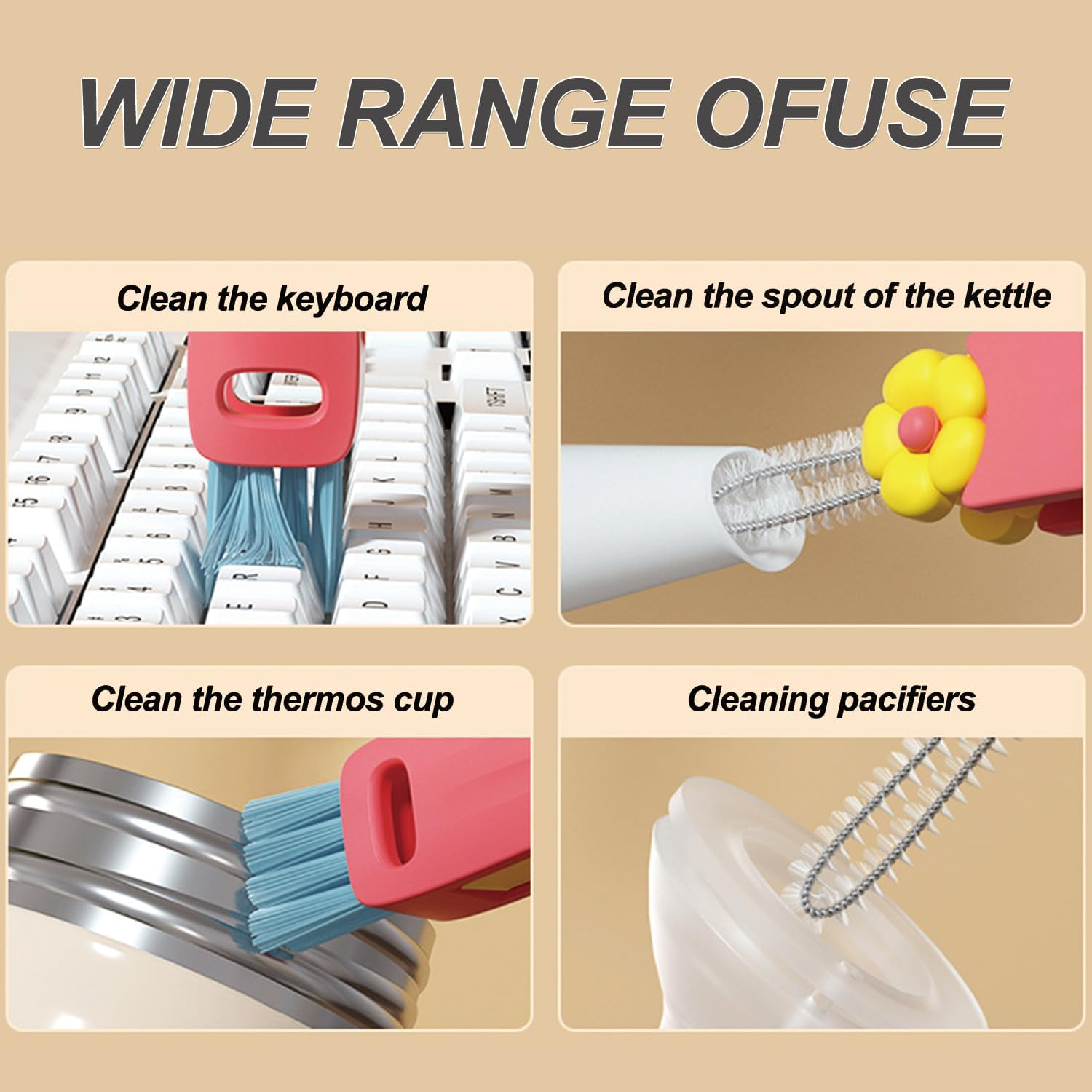 3 in 1 Cup Lid Gap Cleaning Brush Set, Bottle Cleaning Brush Multifunctional Bottle Cleaner Brush Home Kitchen Cleaning Tools, 3PCS image number 4