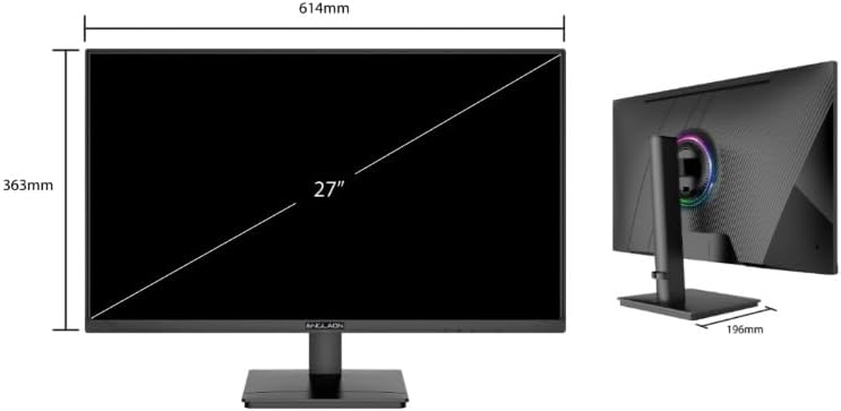 ENGLAON 27 Inch Gaming Monitor with 2K QHD Frameless Flat Display with AMD Freesync Height Adjustable Stand 165Hz 1Ms MPRT