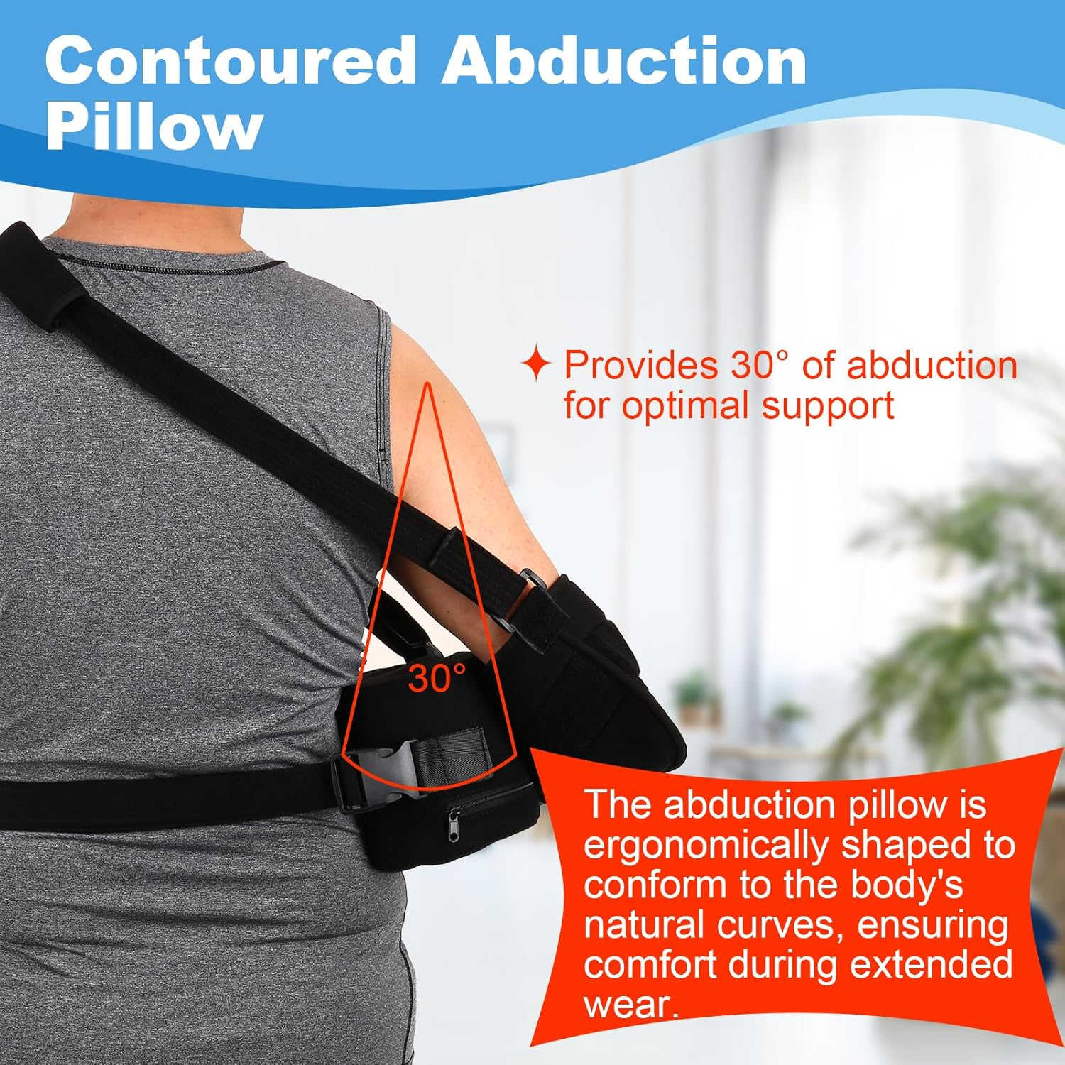 Shoulder Abduction Sling with Removable Pillow, Sholder Immobilizer for Rotator Cuff, Sublexion, Surgery, Dislocated, Broken Arm, Arm Sling for Women & Men, Fits Left & Right image number 1