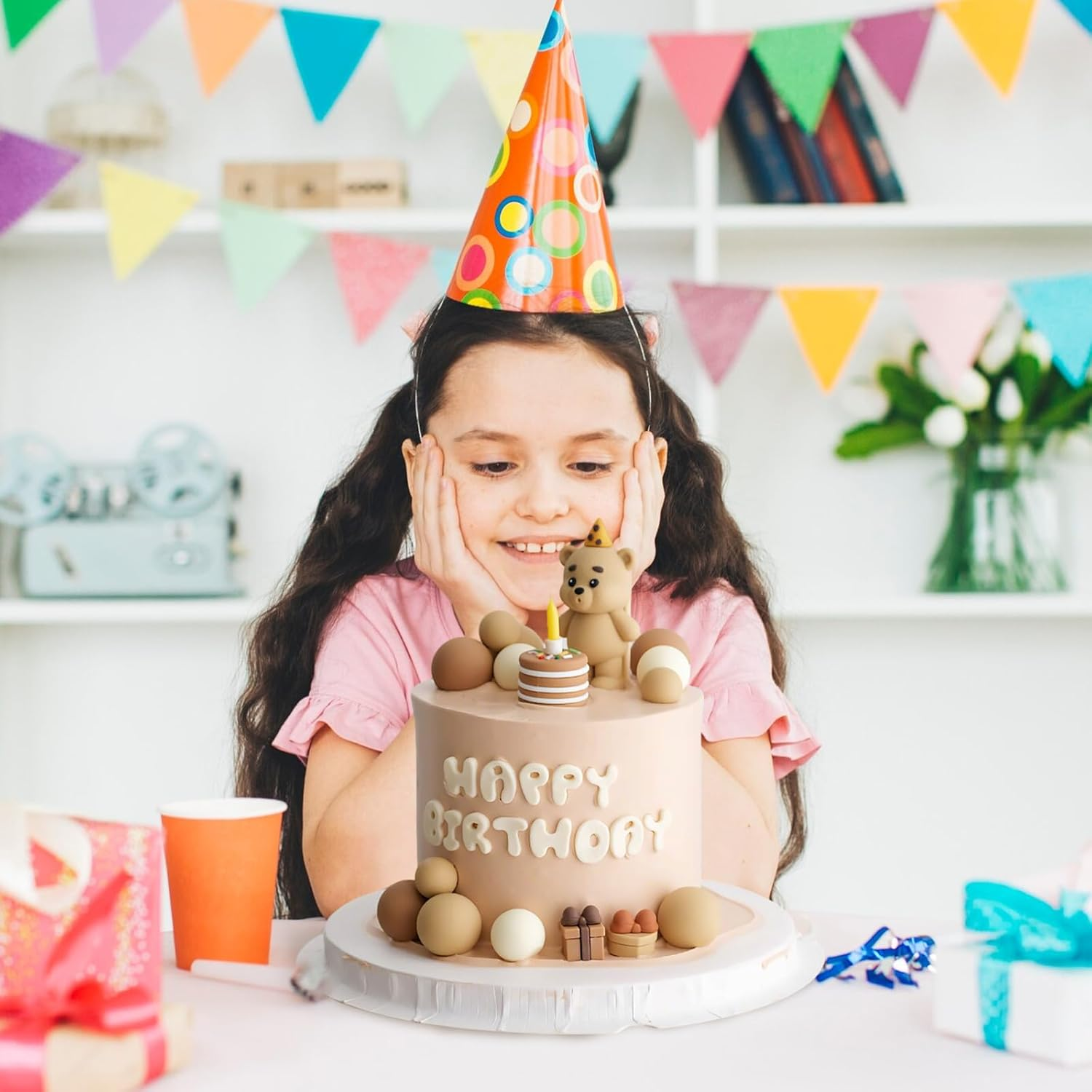 Jungle Animal Cake Decorations - Wild Animal Cake Toppers with Koala, Bee or Bear for Kids Birthday Party, Cupcake Toppers for Jungle Theme Party Supplies (Brown) image number 2