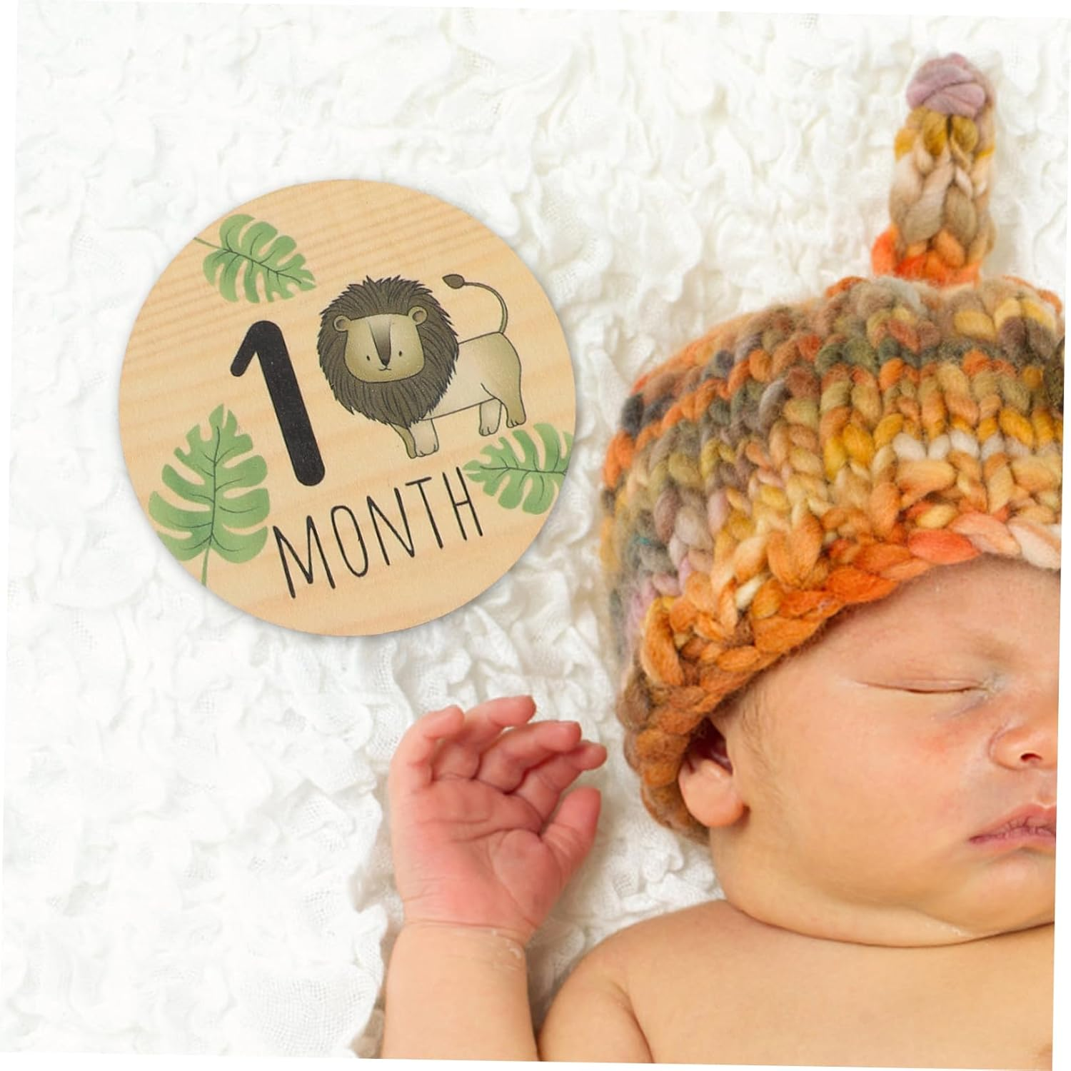 CLISPEED 7Pcs Milestone Cards Wooden Double Sided Photo Props Newborn Announcement Signs for Months Name Milestone Cards Welcome Plaque for Parents image number 4