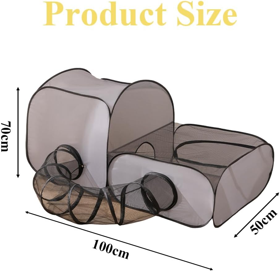 Pet Playpen,Cat Playpen,Cat Enclosure Tent,With Surround Tunnel,For Small Animals,Portable Tent,With Breathable Soft Sides,Outdoor or Indoor,Easy to Store (Grey) image number 3