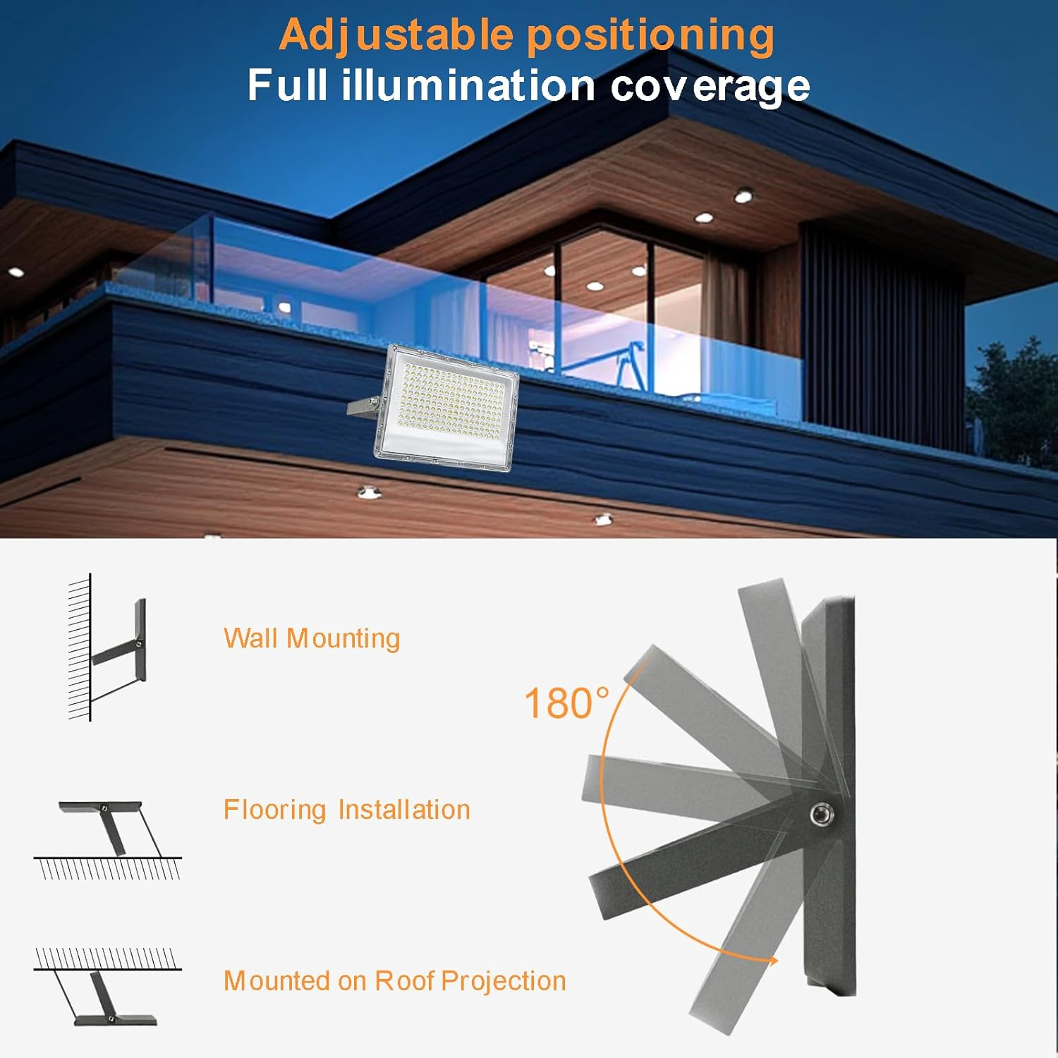 LED Outdoor Floodlight - 50W Floodlight Fixture,5000Lm Super Bright Security Lights 4000K Cool White IP66 Waterproof,Led Work Light for Yard,Garden,Garage image number 5