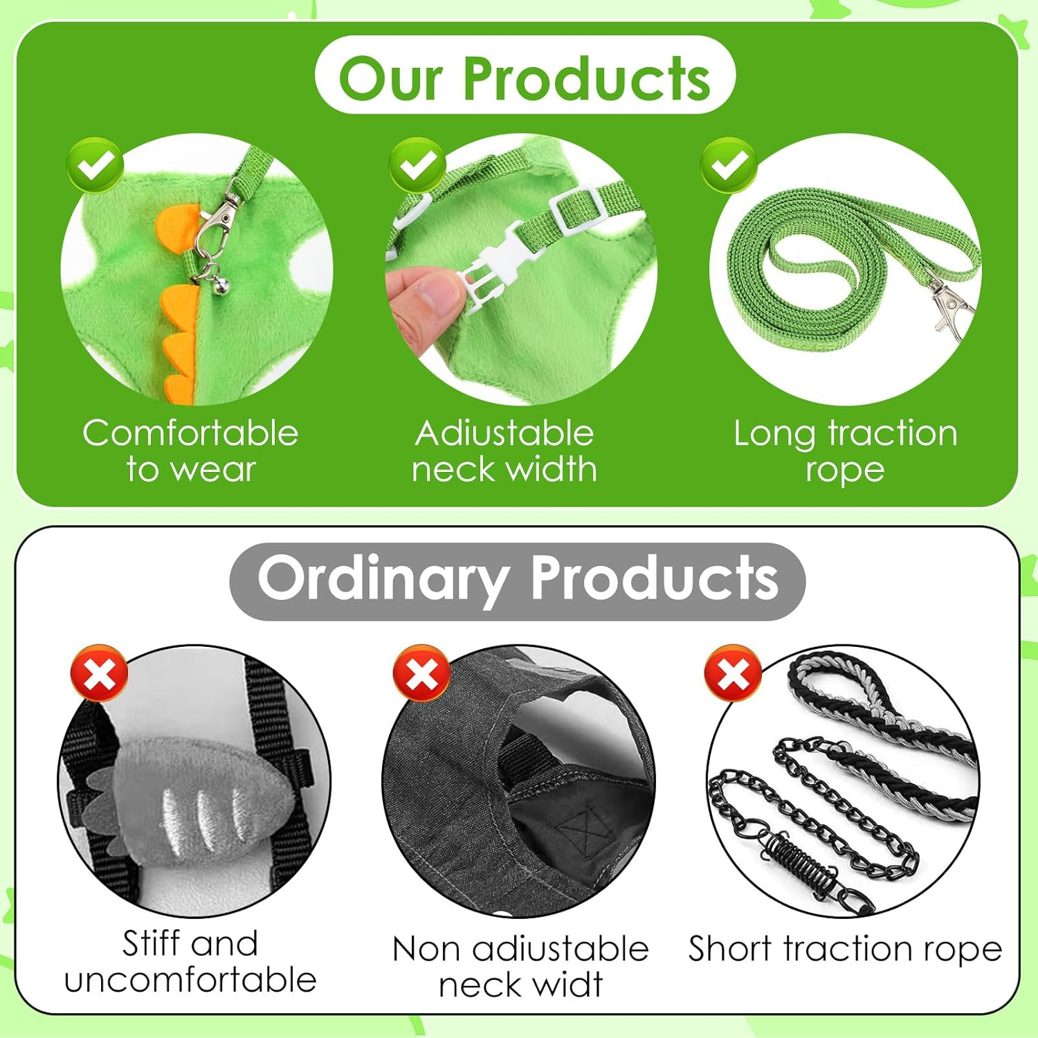 YBEATY Ferret Harness and Leash Set Small Animals Vest Harness with Safe Bell Dinosaur Shaped Leash Set for Baby Rabbit Guinea Pig Teacup Chihuahua Mouse and Other Small Pet image number 4