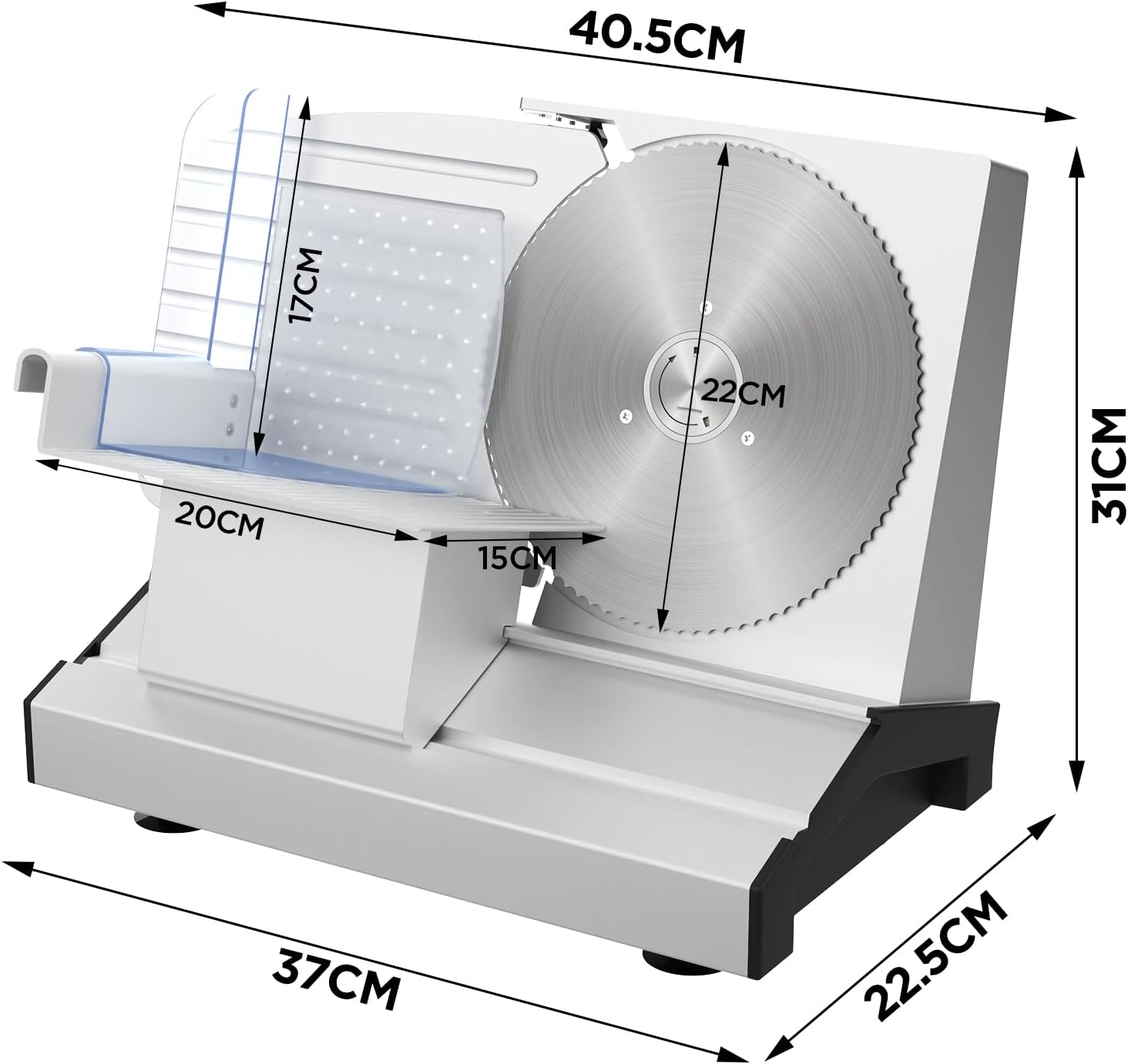 Cobuy Electric Deli Food Slicer, 250W Slicer Machine with Adjustable Thickness Two 8.6" Removable Stainless Steel Blades for Meat, Cheese, Bread | 90RPM image number 2