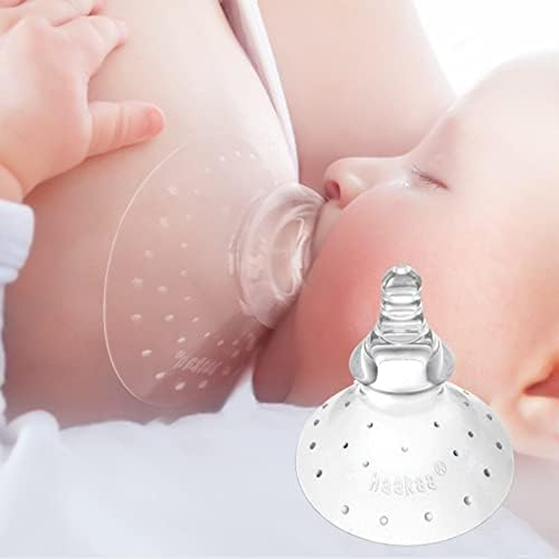 Haakaa Breastfeeding Nipple Shield - Protect Sore, Inverted Nipples for Breastfeeding Mom, Non Slip Nipple Teat, Variable Flow Non-Toxic - round Shape image number 1