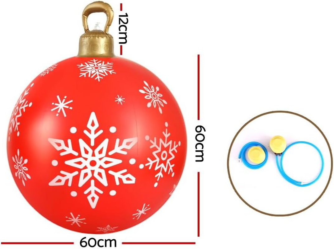 Jingle Jollys Christmas Inflatable Ball, Outdoor Decorations Decor Baubles Ornament Yard Garden Home Patio Room Decoration for Holiday, Water-Resistant Easy-Carry Handle Red image number 3