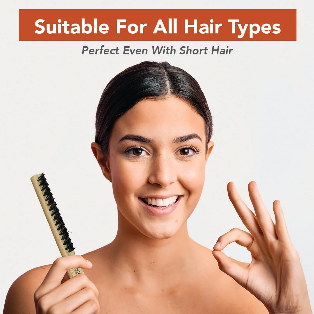 Teasing Brush,Bun Brush with Wooden Handle and Using for Hair Sectioning - Edge Control for Baby Hairs - Hairbrush for a Sleek and Smooth Hairstyles image number 1