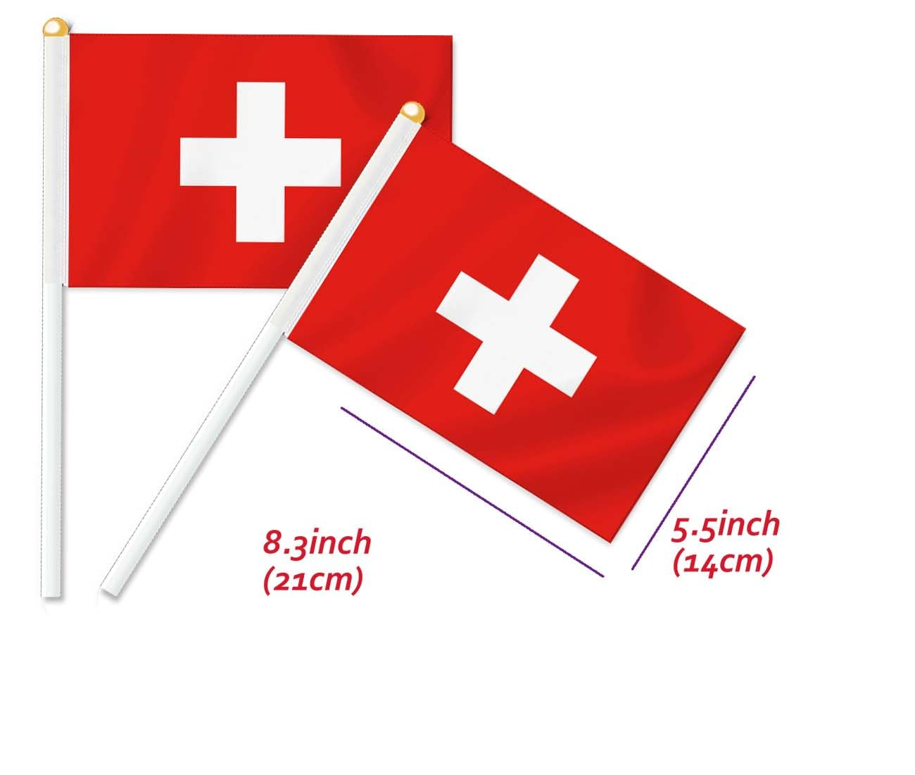 10 PCS Switzerland Handheld Small Flag, Swiss Hand Held Mini Decor Decoration Banner image number 3