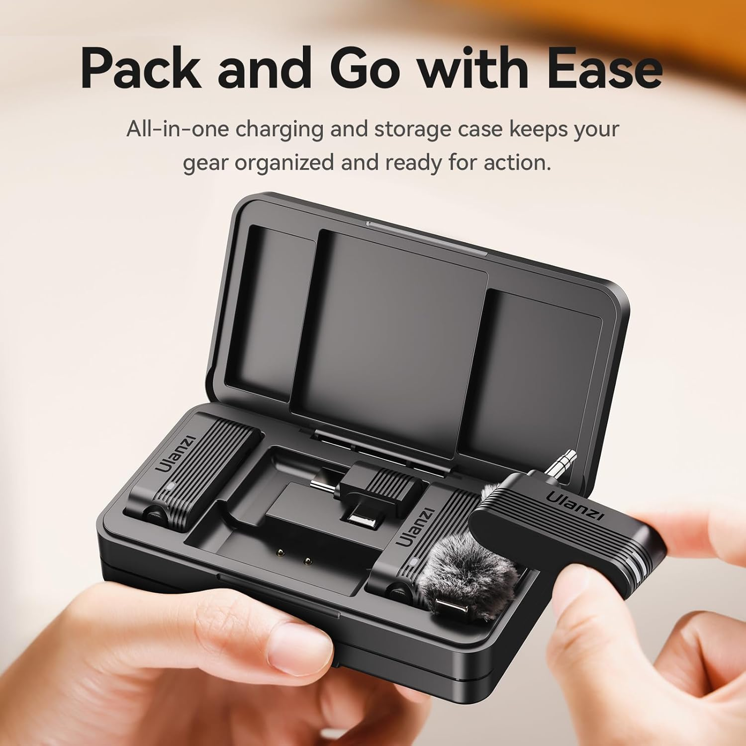 ULANZI A100 Wireless Lavalier Microphone, 360&deg; Pickup Intelligent Noise Canceling Module Compact Lightweight, up to 13.5 Hours Recording Time, Compatible with Android Ios Camera image number 6