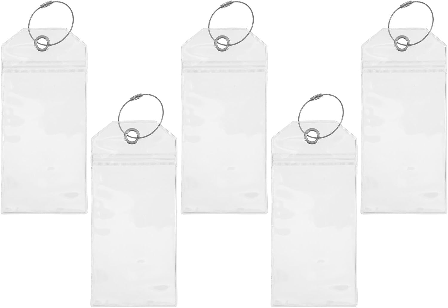 BUTIFULSIC 5Pcs Clear PVC Luggage Tags with Steel Rings for Cruise Ships Travel Bags Suitcases Multipurpose Badge Sleeves for Organizing Essentials image number 4