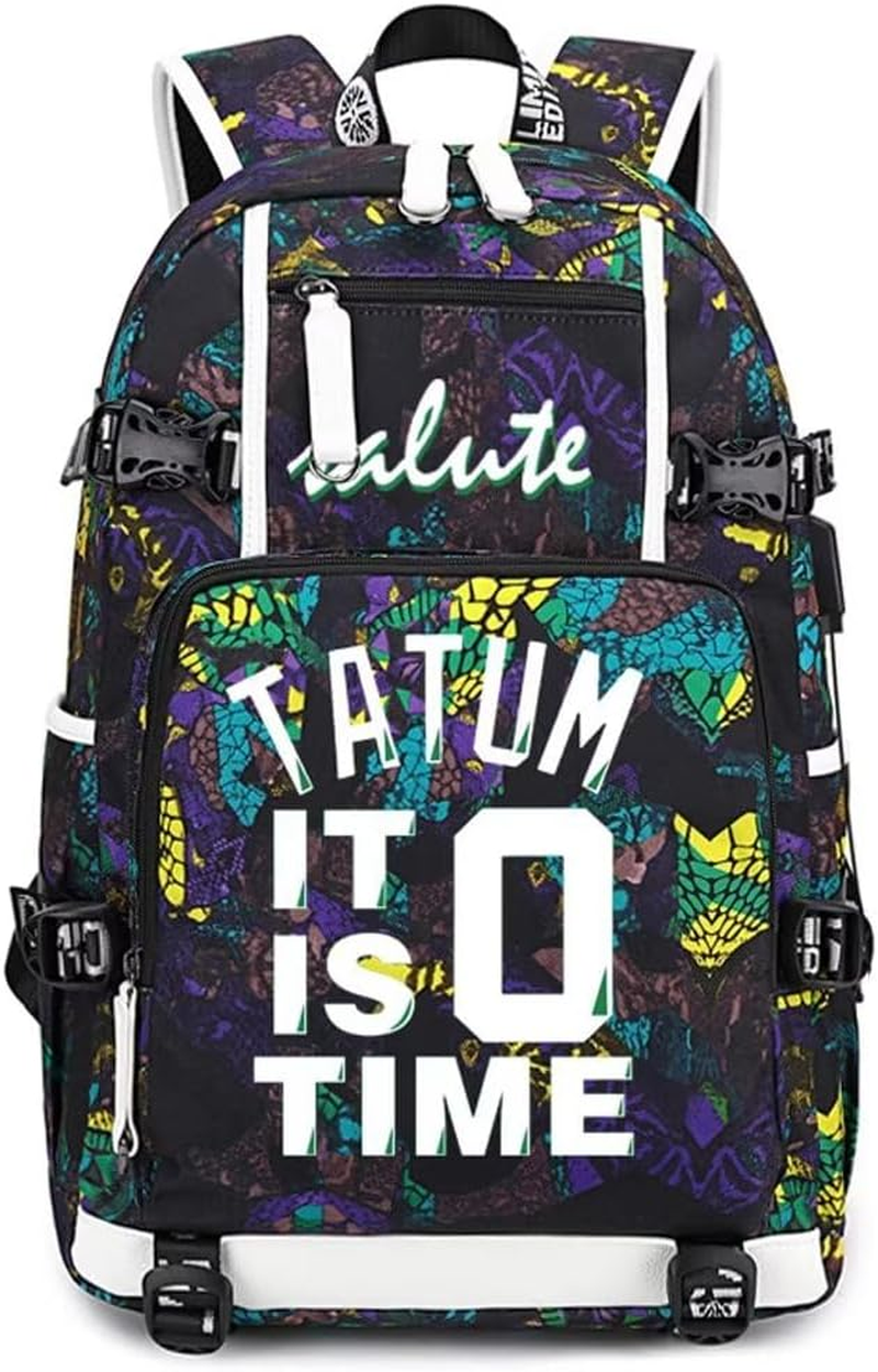 Basketball T-Atum Multifunction Backpack Travel Daypacks Fans Bookbag for Men Women -  Gray image number 6