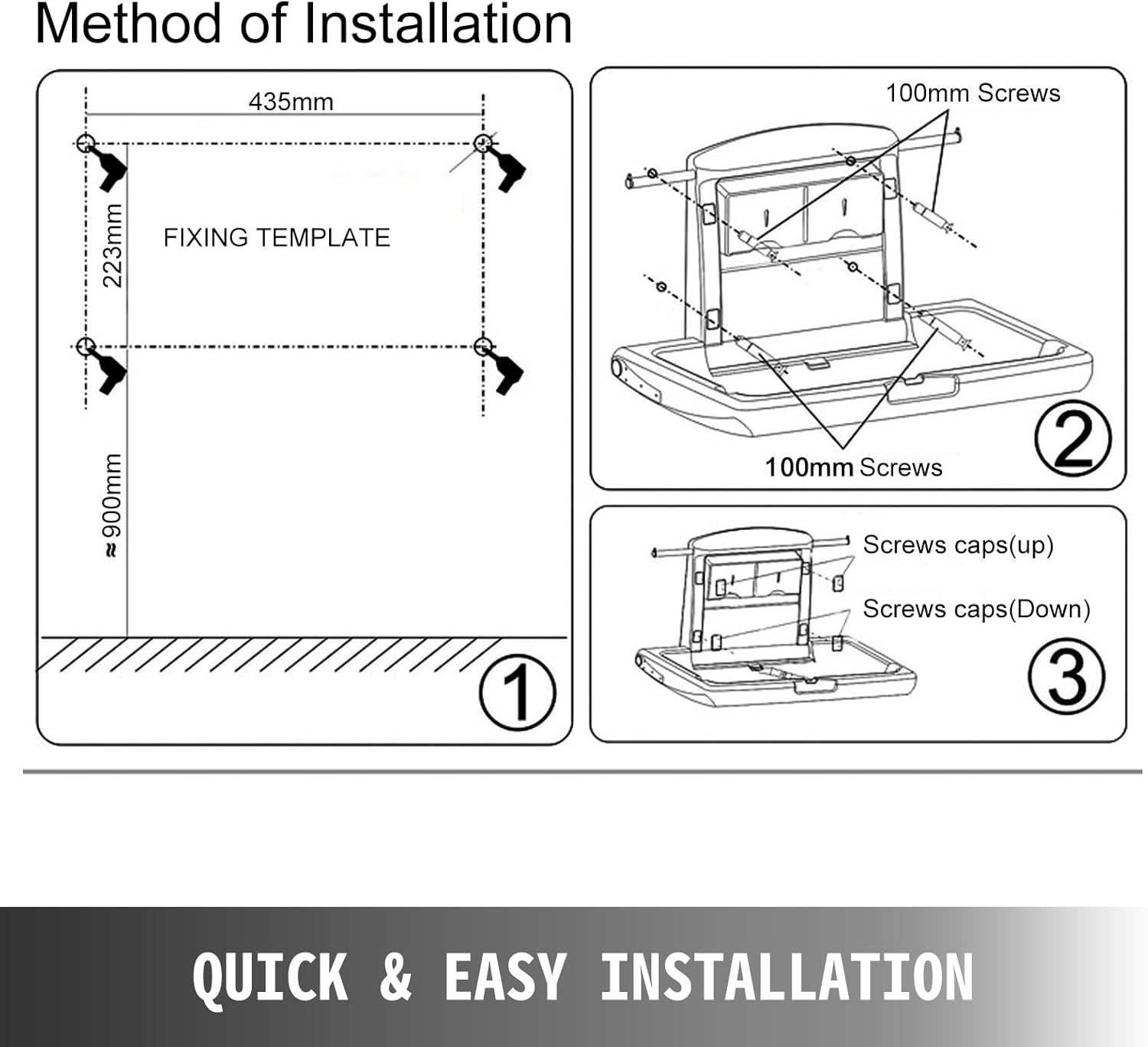 VEVOR Horizontal Baby Changing Table Wall-Mounted Baby Diaper Changing Station Vertical Fold down Baby Changing Table image number 6