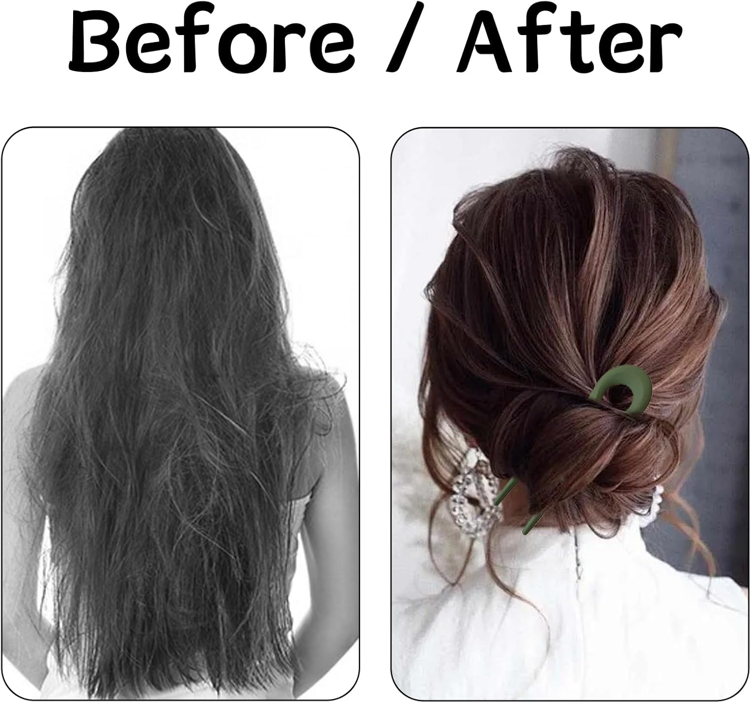 4 French Hair Pins, Hair Pins for Updo Handmade Wooden, Gairpin Accessories, U-Shaped French image number 1