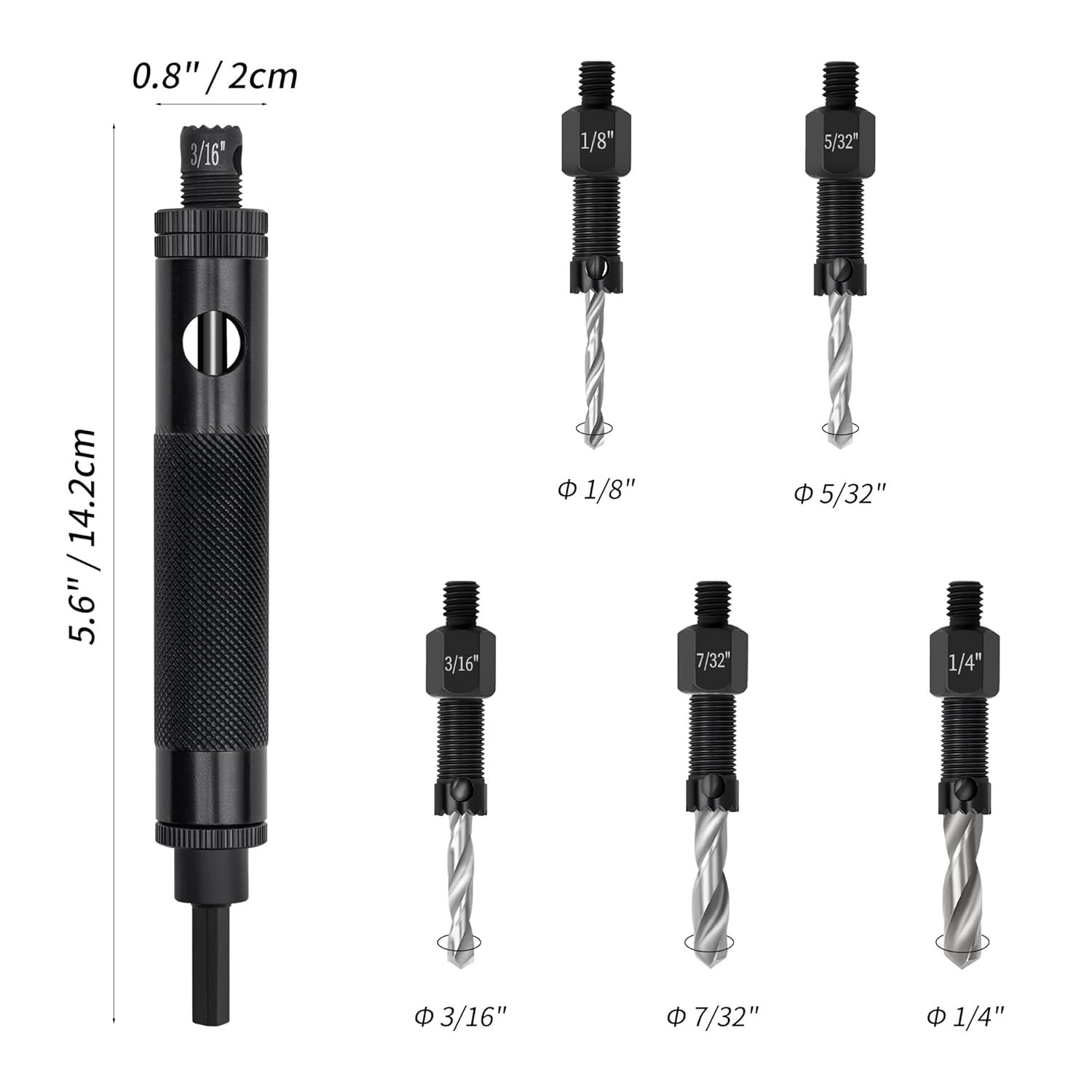 Minova Rivet Removal Tool, High Cobalt Rivet Removal Drill Bit, Suitable for Durable and High-Frequency Use with Standard and Stainless Steel 1/8", 5/32", 3/16", 7/32",1/4" Rivets image number 1