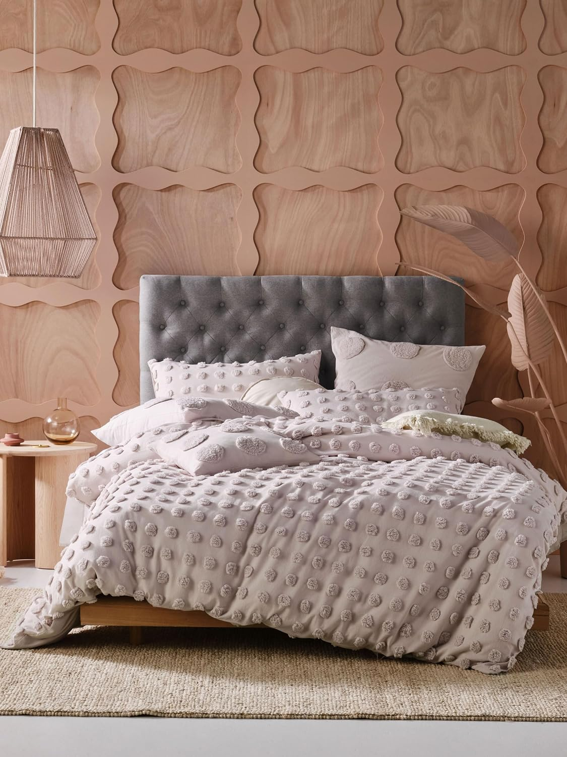 Linen House Haze Pale Peach Quilt Cover Set, Queen Bed