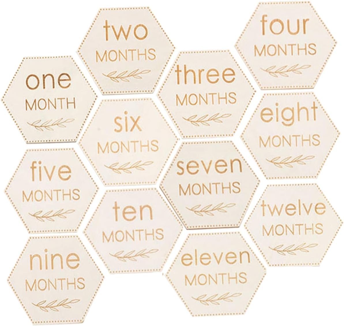 ERINGOGO 12Pcs Wooden Monthly Milestone Cards Newborn Milestone Blocks Discs Shower image number 3