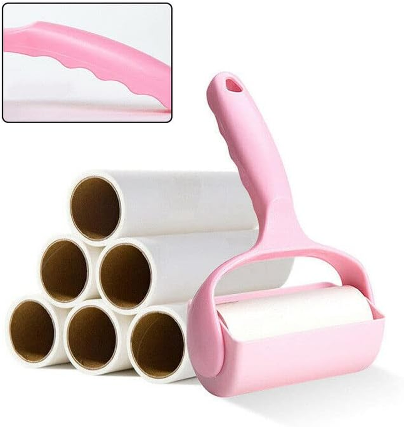 AIMALL Sticky Lint Roller with 6 Refills, Pet Hair Remover for Dog and Cat Fur, Clothes, and Car Dust Cleaning, 12Cm Wide Roller, High-Quality PP Material image number 2