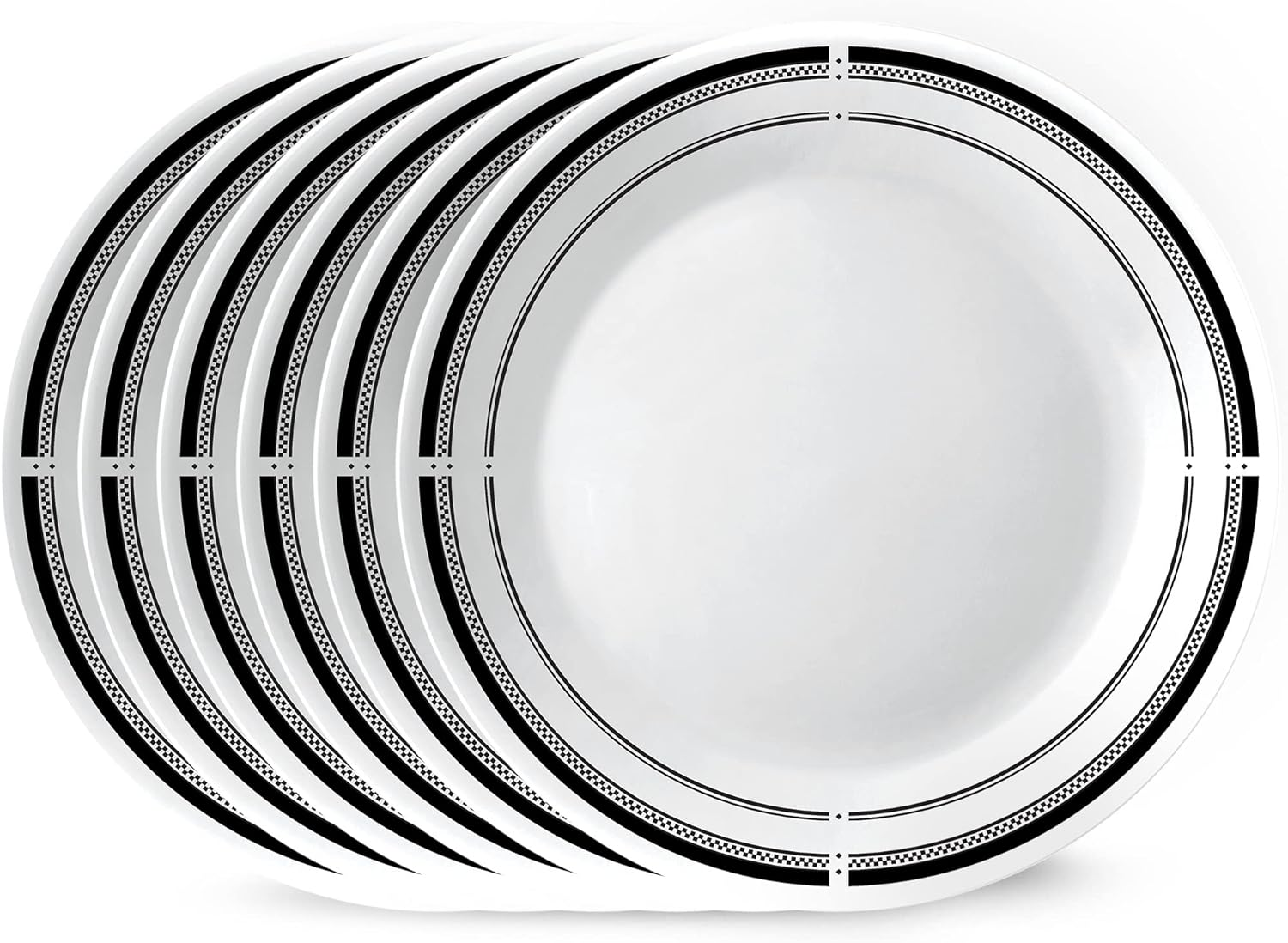 Corelle 6-Piece 10.25" Dinner round Plates, Vitrelle Triple Layer Glass, Lightweight round Plates, Large round Plates, Chip and Scratch Resistant, Microwave and Dishwasher Safe, Caspian