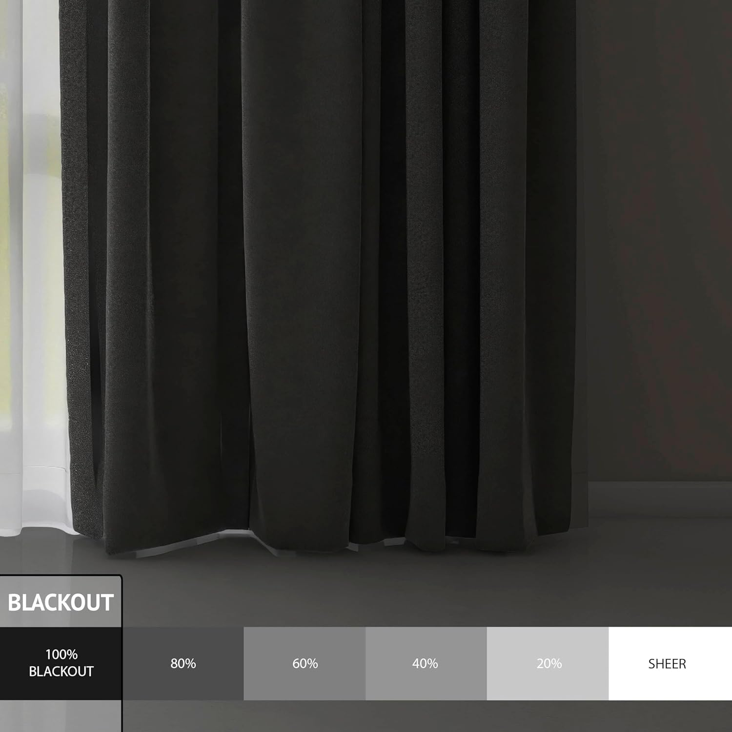 MARTHA STEWART Ticking Stripe Blackout Lining Rod Pocket/Back Tab Window Curtain Panel Pair, 84", White/Indigo image number 3